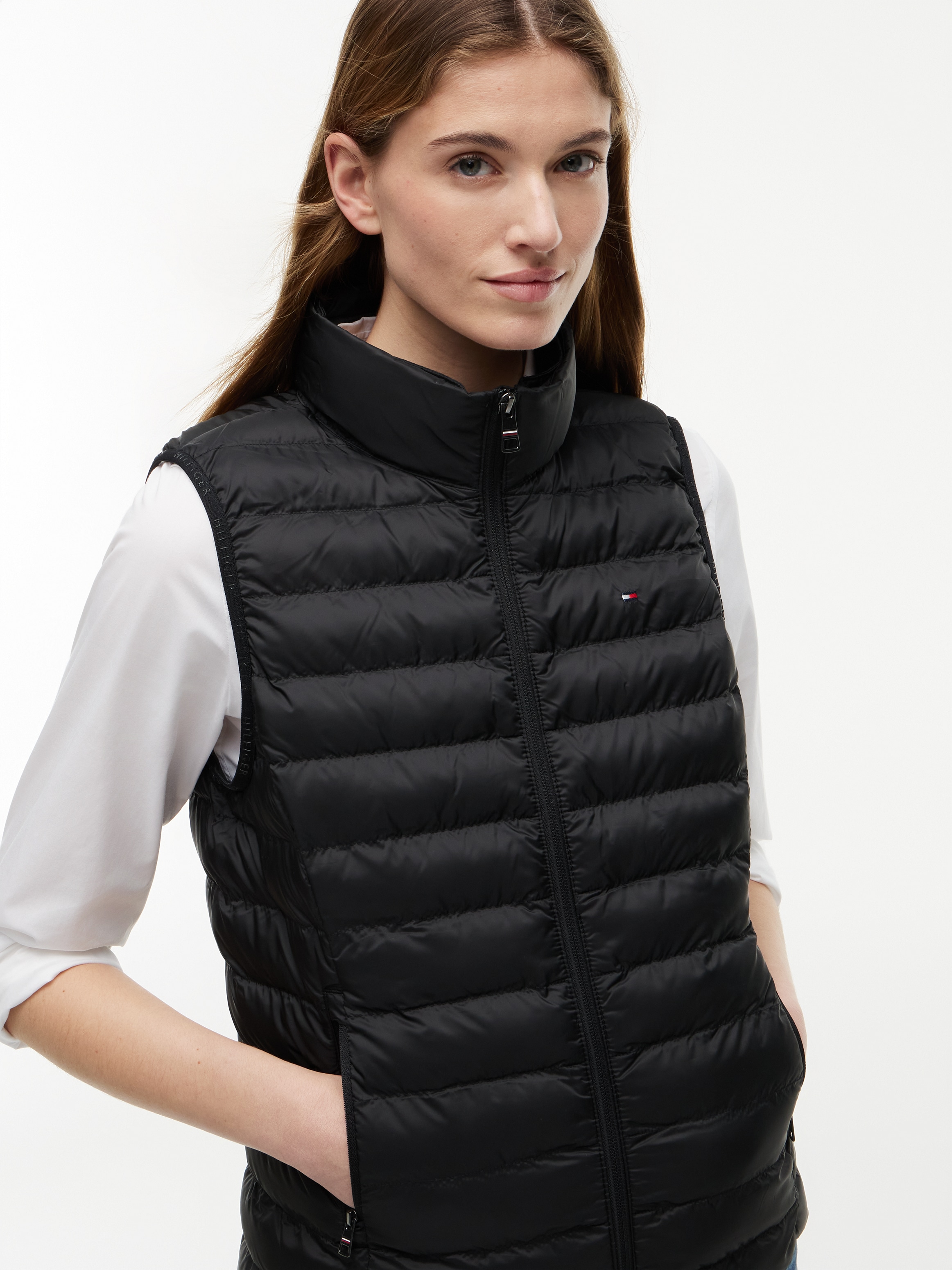 Tommy Hilfiger Steppweste »LW PADDED GLOBAL STRIPE VEST« Global Serie TH WOMEN,  abnehmbare Kapuze, Übergangsweste