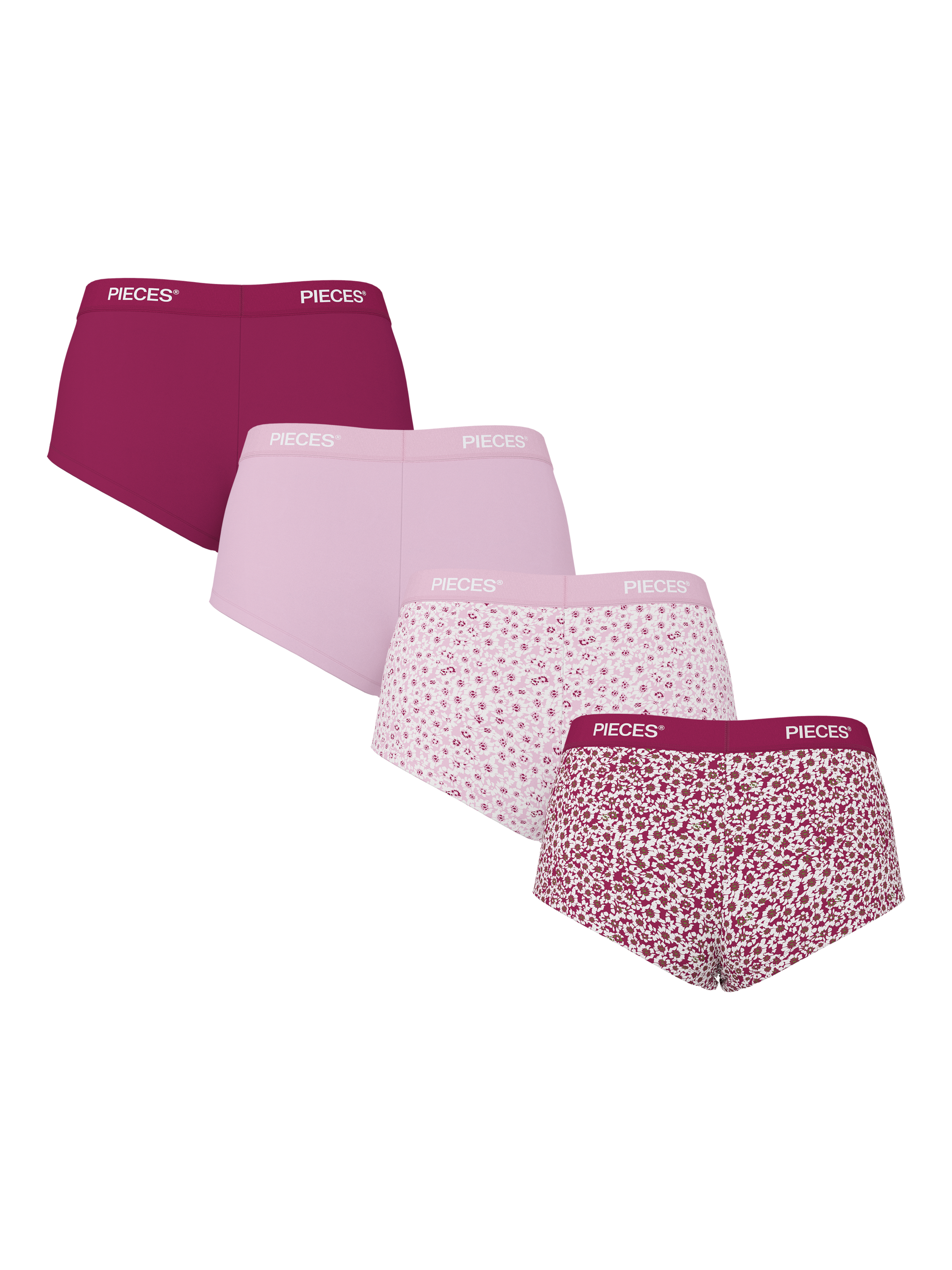 pieces Hipster »PCLOGO LADY 4 PACK AOP/SOLID NOOS BC« Paquet, 4 cuis mélange de coton