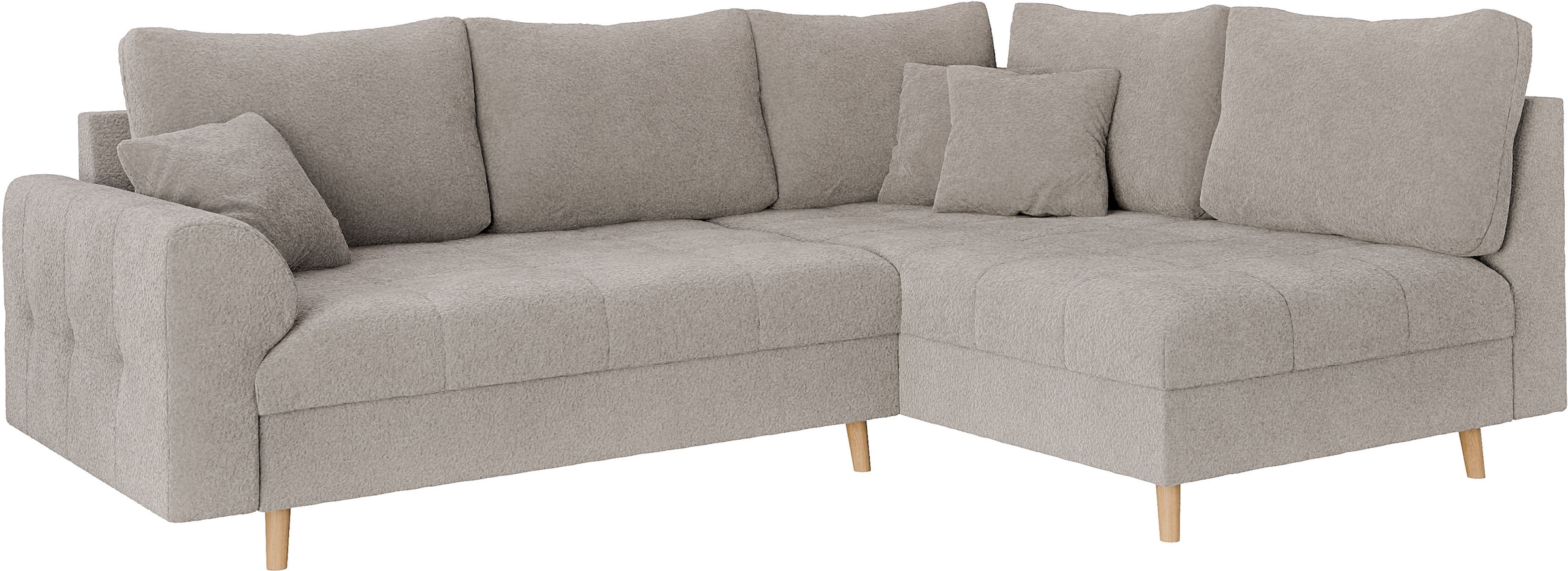 Home affaire Ecksofa »CHARRE L-Form mit Ottomane, Masse B/T/H: 231/161/81 cm«, feine Steppung, lose Rücken- und Zierkissen, auch in Cord und Bouclé