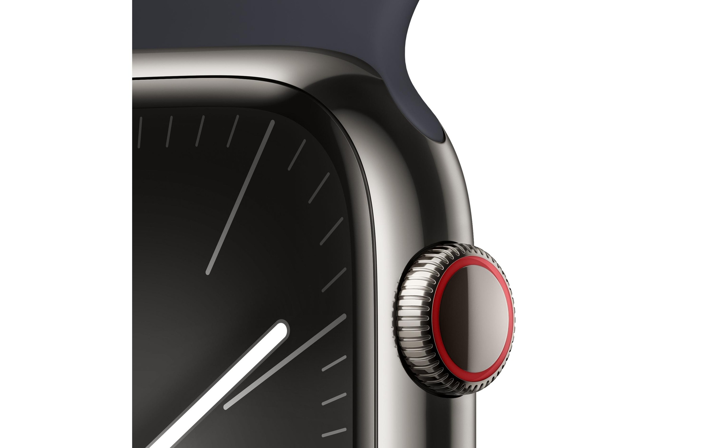 Apple Smartwatch »Series 9, GPS + Cellular, Edelstahl-Gehäuse mit Sportarmband«, Watch OS 10, 64 GB,)