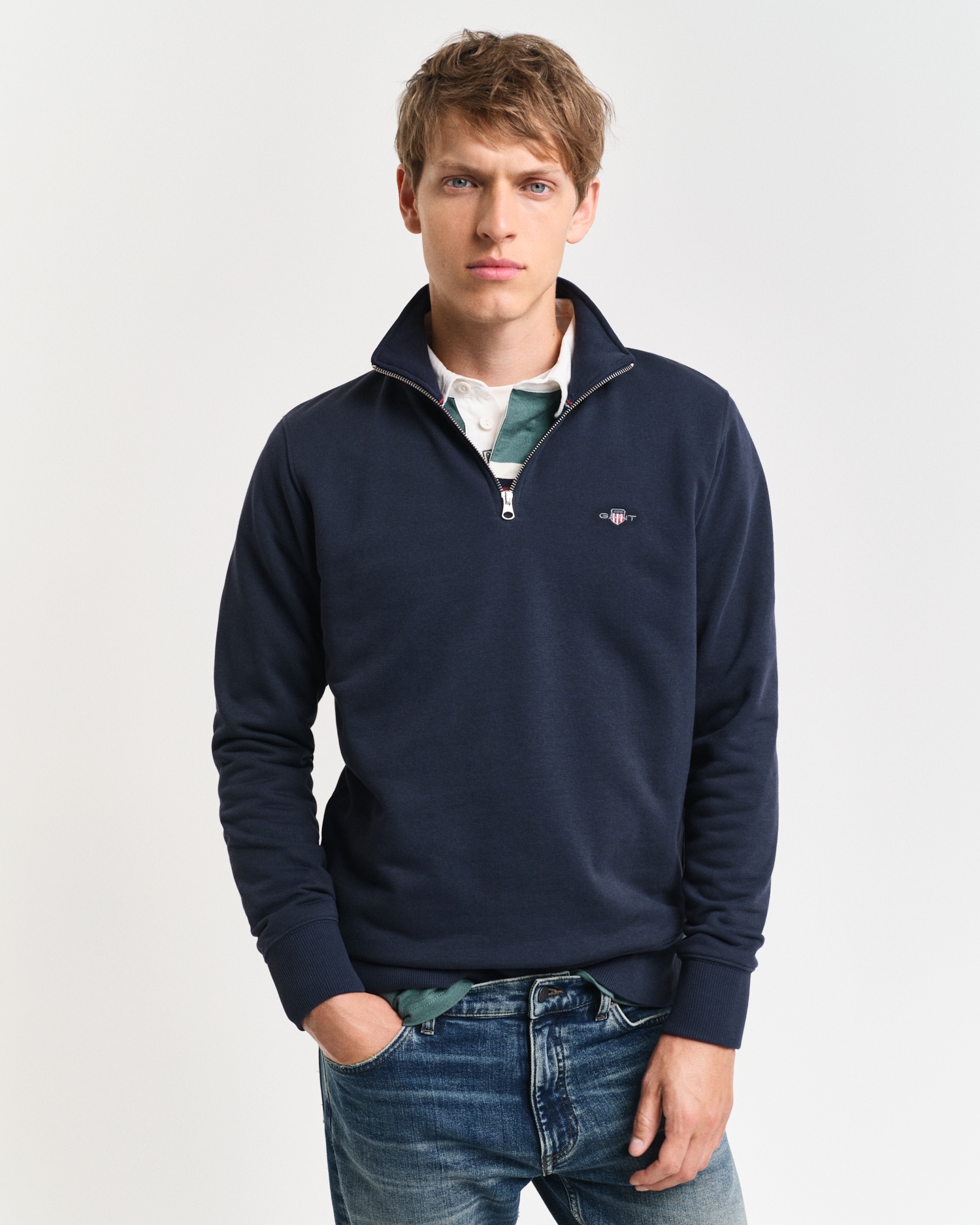 Image of Gant Sweatshirt "REG SHIELD HALF ZIP SWEAT", mit Logostickerei auf der Brust