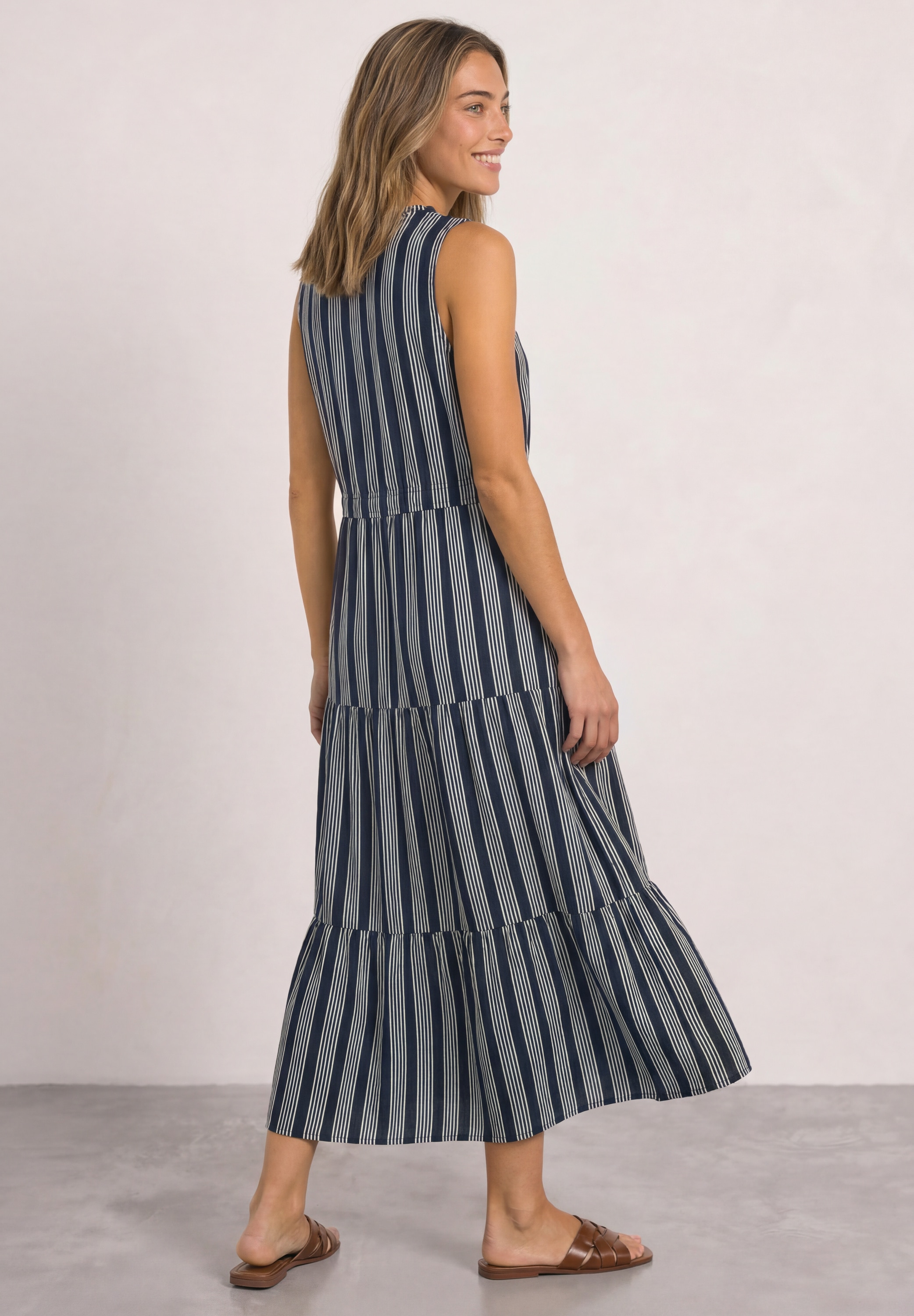 Image of STREET ONE Maxikleid Ohne Taschen Sommerkleid mit Volants und Streifenmuster