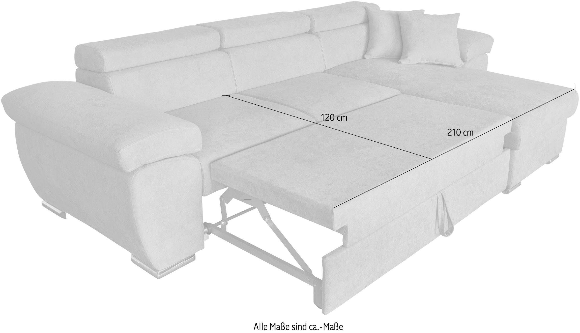 GEPADE Ecksofa »Conny, L-Form«, Schlaffunktion, Bettkasten, Recamiere beidseitig montierbar