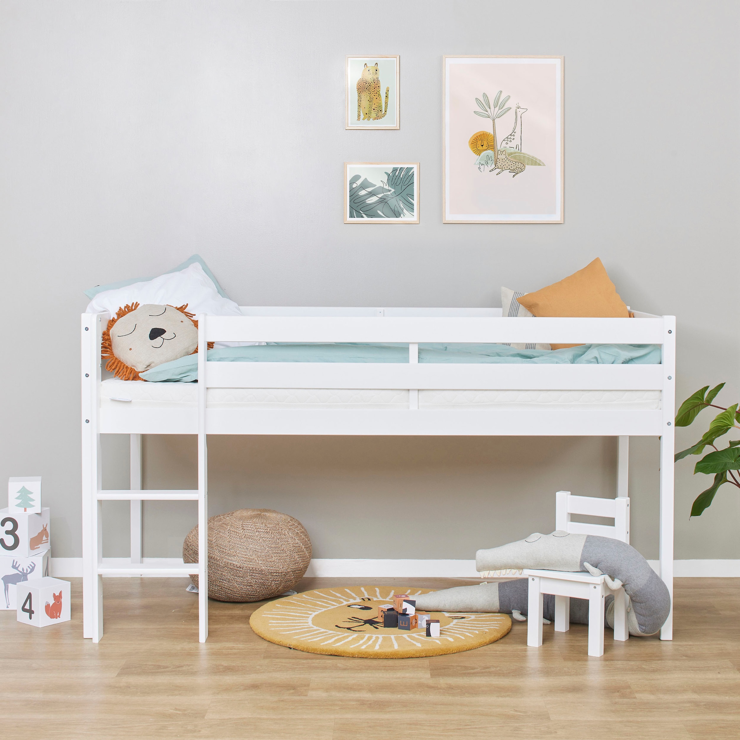 Hoppekids Spielbett »ECO COMFORT, Hochbett, in 2 Einzelbetten teilbar«, Höhe 72cm, Farbe & Grösse & Matratze