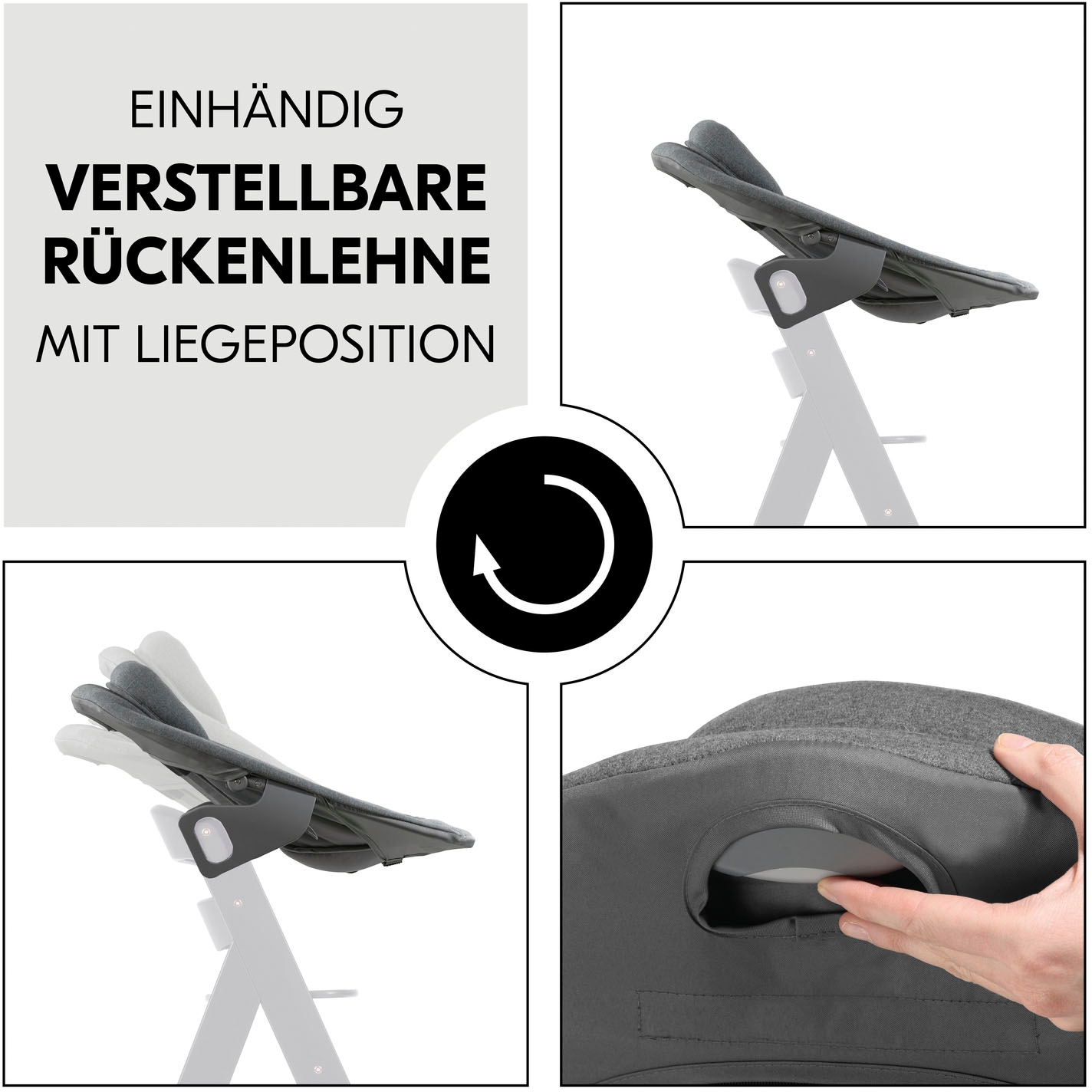 Hauck Babywippe »Alpha Bouncer Premium, Dark Grey« bis 9 kg für Neugeborene mit Wippgestell, für Hochstuhl Alpha+ und Beta+