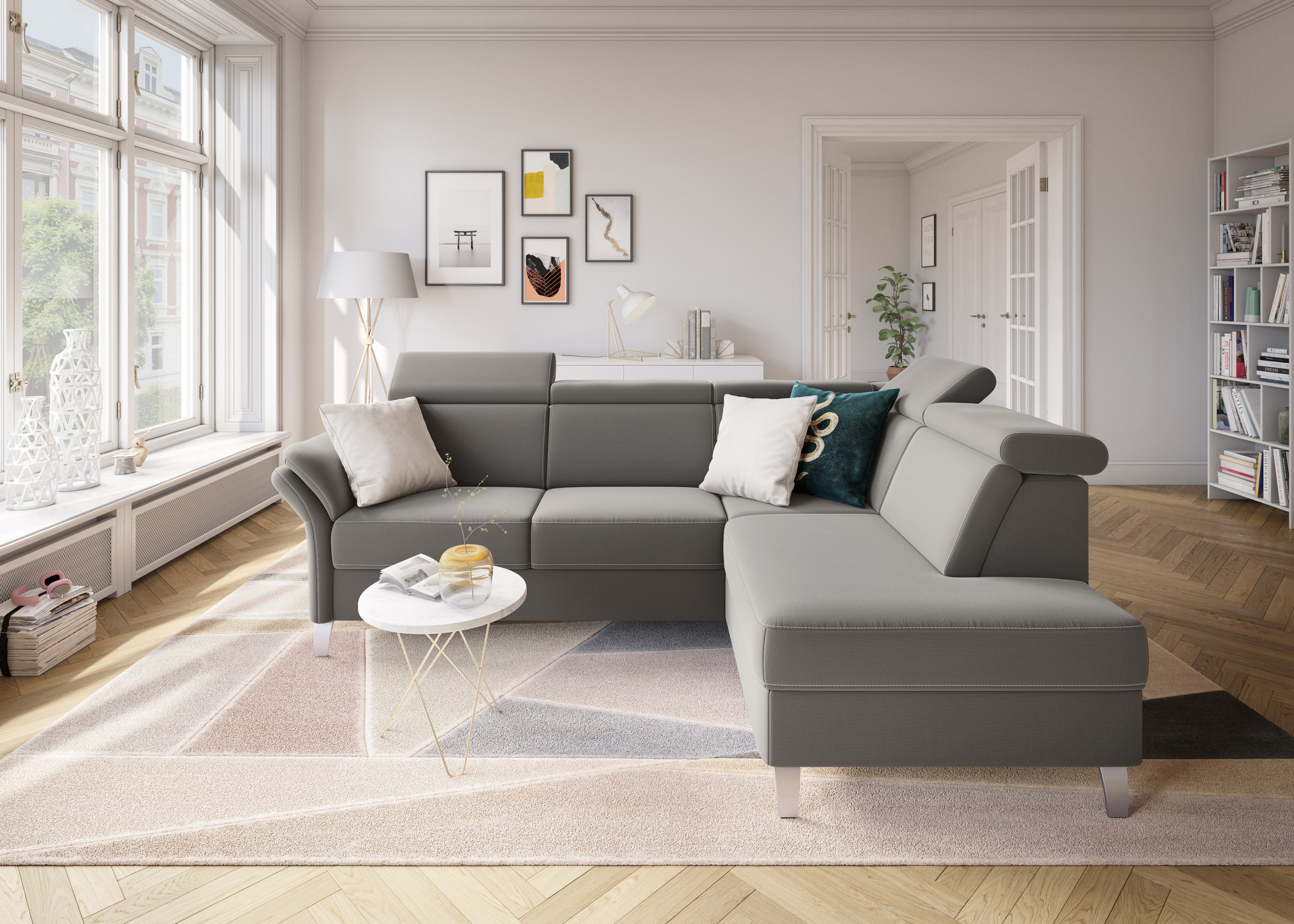 sit&more Canapé d'angle »Vincenzo L-Form« inklusive Kopfteilverstellung, wahlweise mit Bettfunktion, Bettkasten