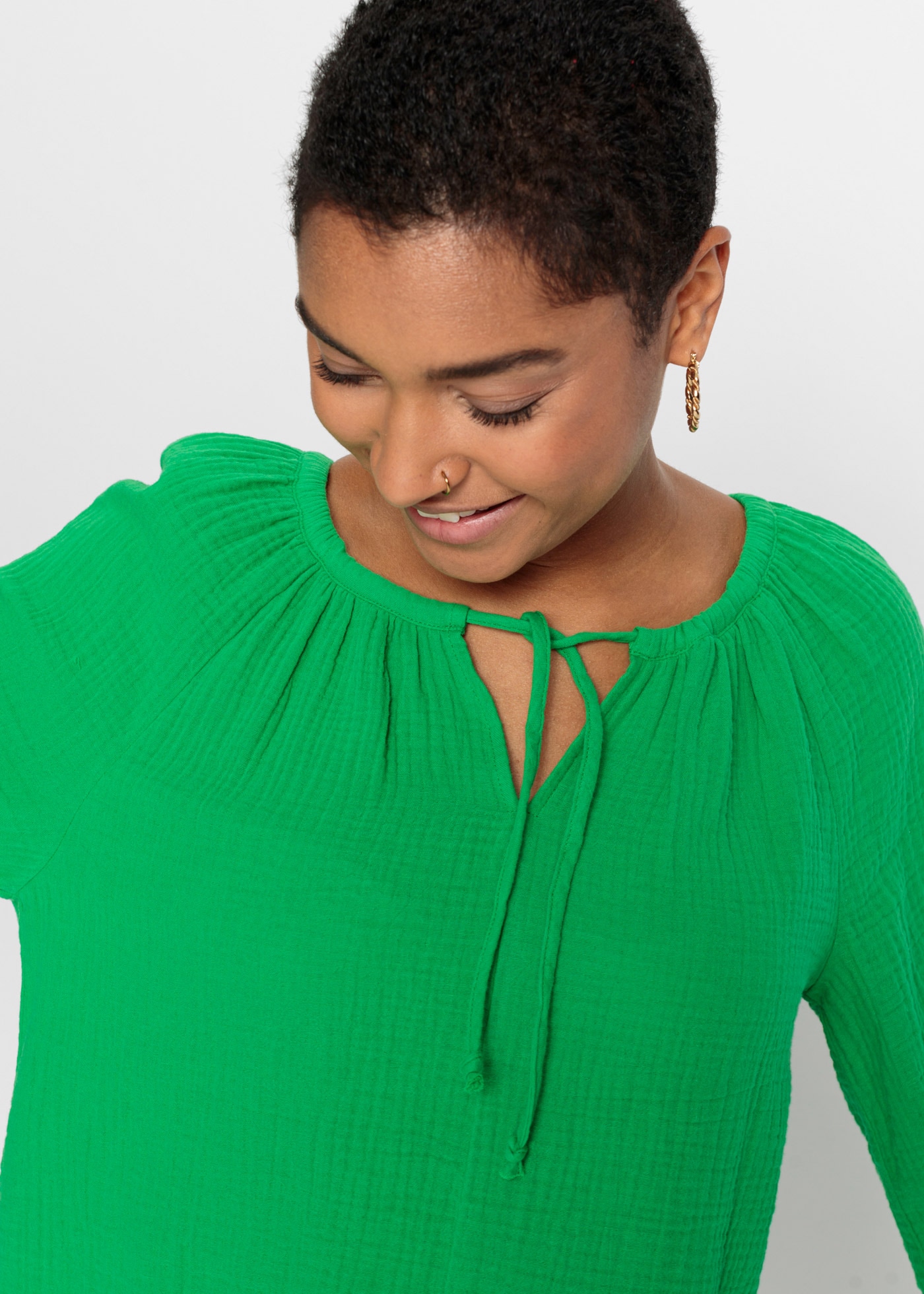 bonprix Langarmbluse »Musselin-Bluse aus Baumwolle« Oversize-Passform, für vielseitige Anlässe