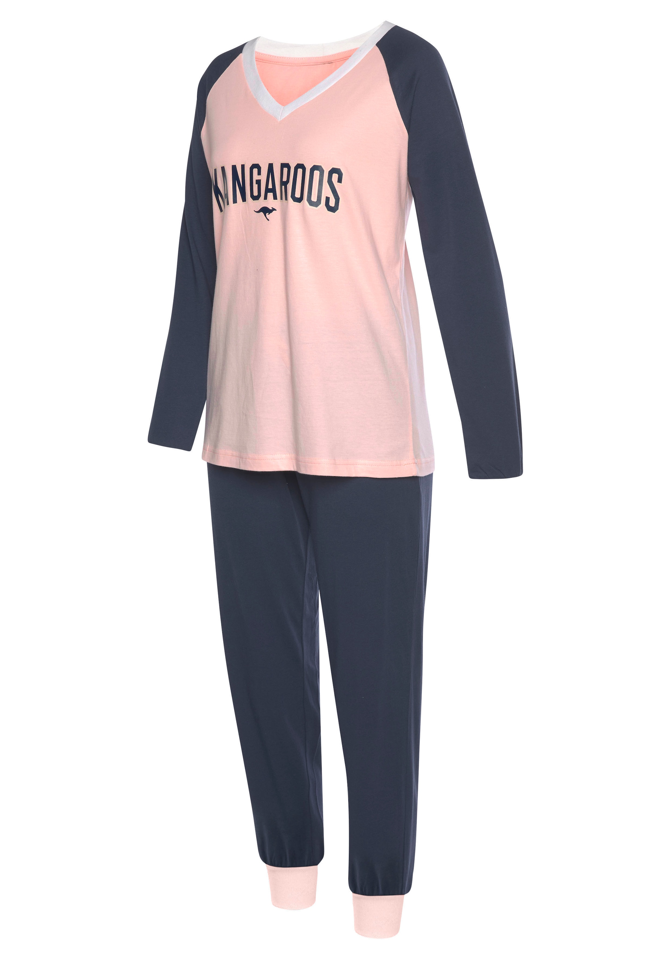 Raglanärmeln Stück), tlg., kontrastfarbenen Pyjama, KangaROOS auf 1 versandkostenfrei (2 ♕ mit