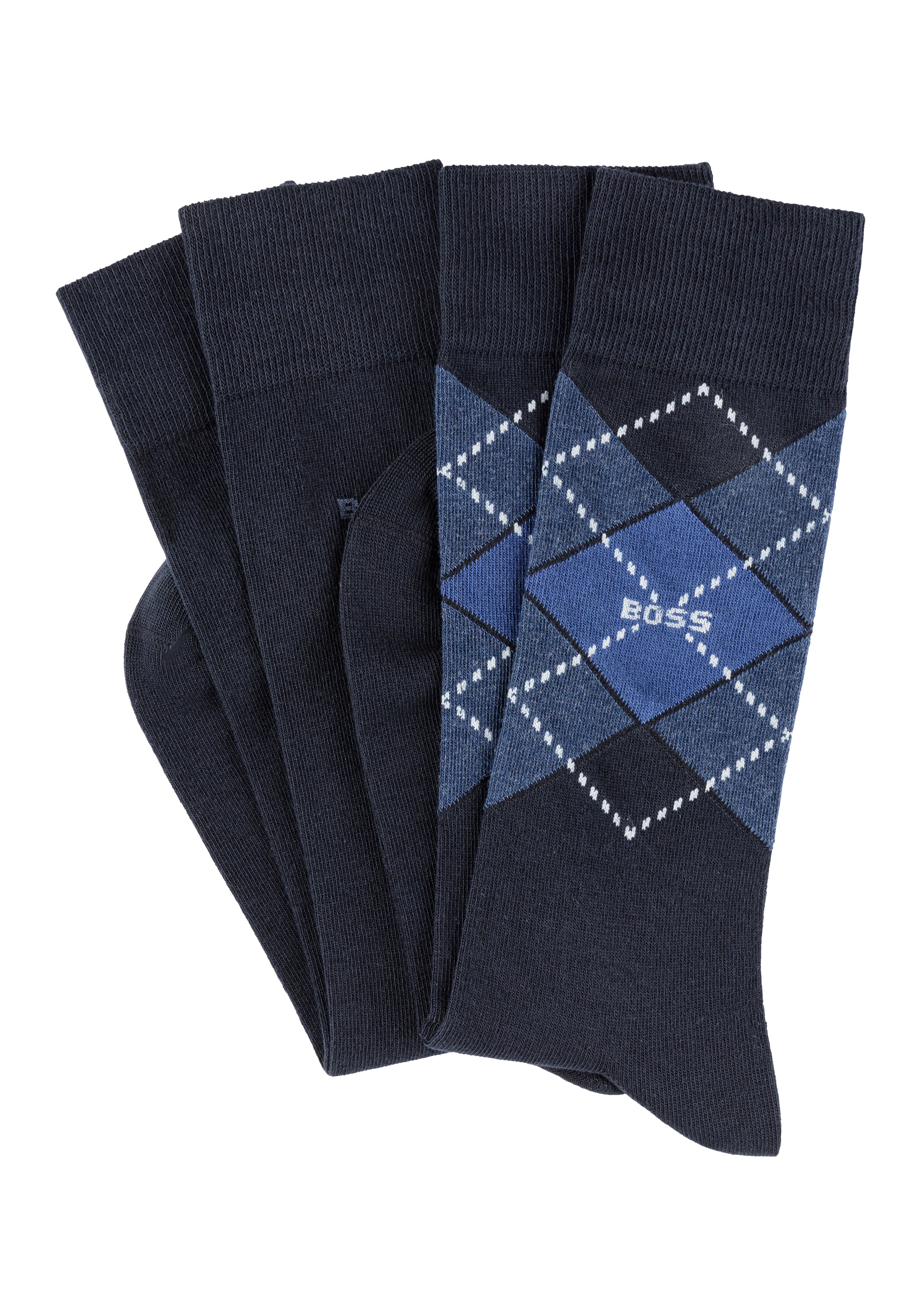 BOSS Socken »2P RS Argyle CC«, (Packung, 2 Paar, 2er Pack), mit BOSS Schriftzug