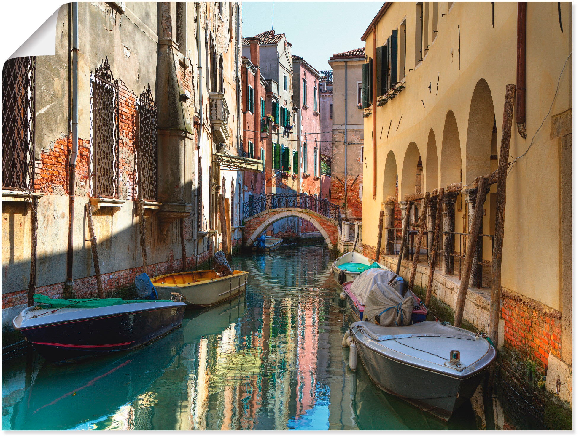 Wandbild »Boote auf Kanal in Venedig«, Italien, (1 St.), als Alubild, Outdoorbild,...