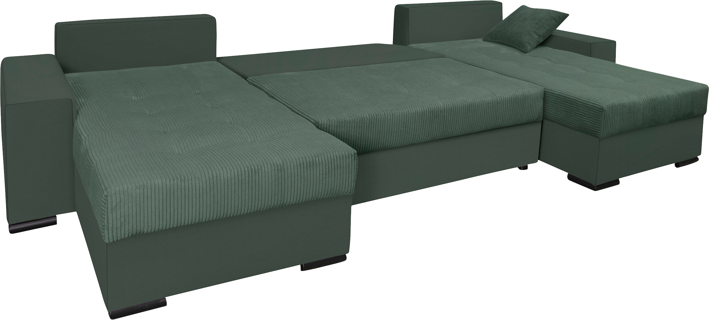COLLECTION AB Wohnlandschaft »XL-Josy U-Form, Breite 313 cm, Cord-/Mix«, inkl. Bettfunktion, Bettkasten, mit 4 gleich grossen Rückenkissen