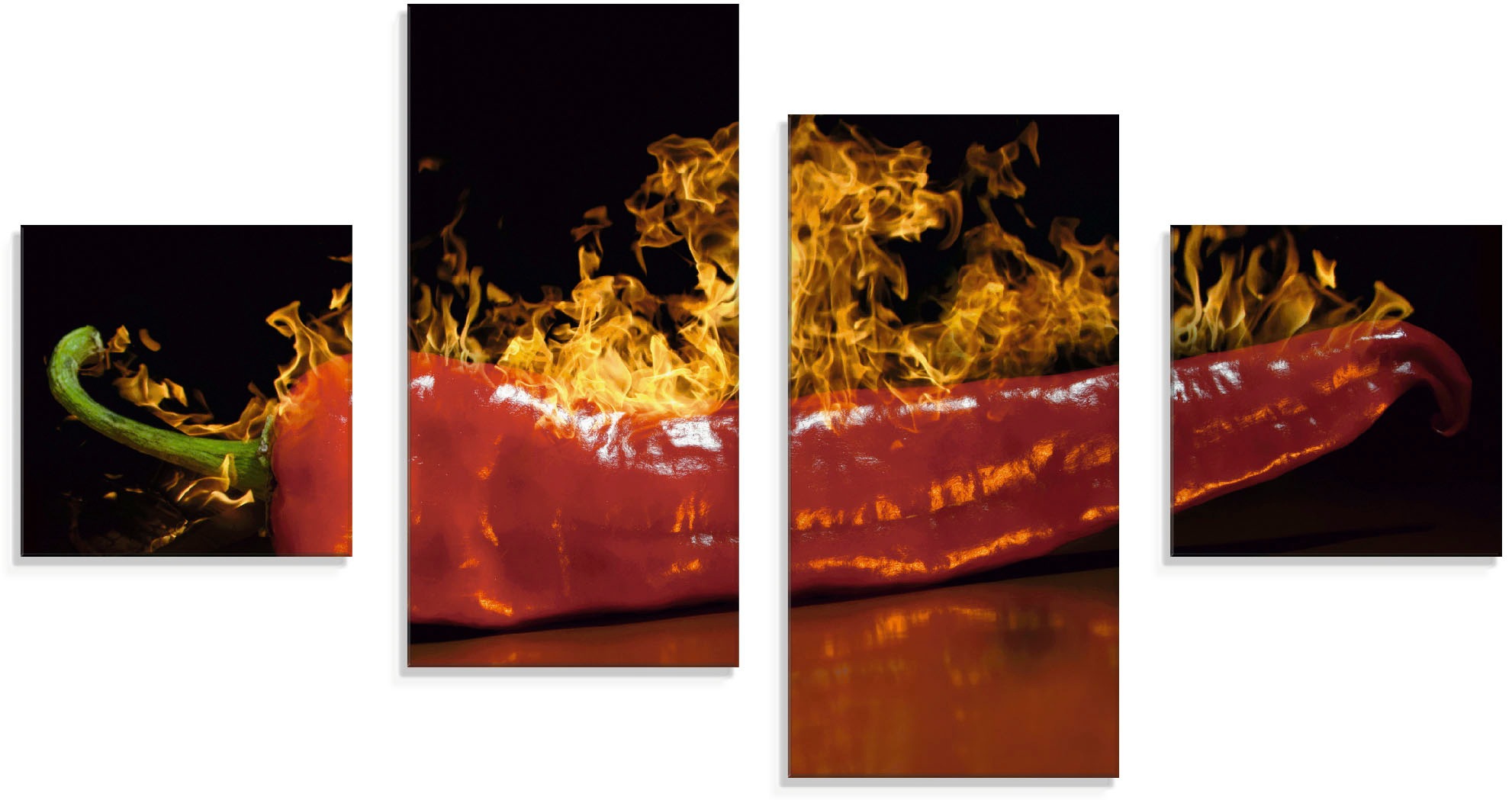 Artland Glasbild »Roter scharfer Chilipfeffer«, Lebensmittel, (4 St.), in verschiedenen Grössen