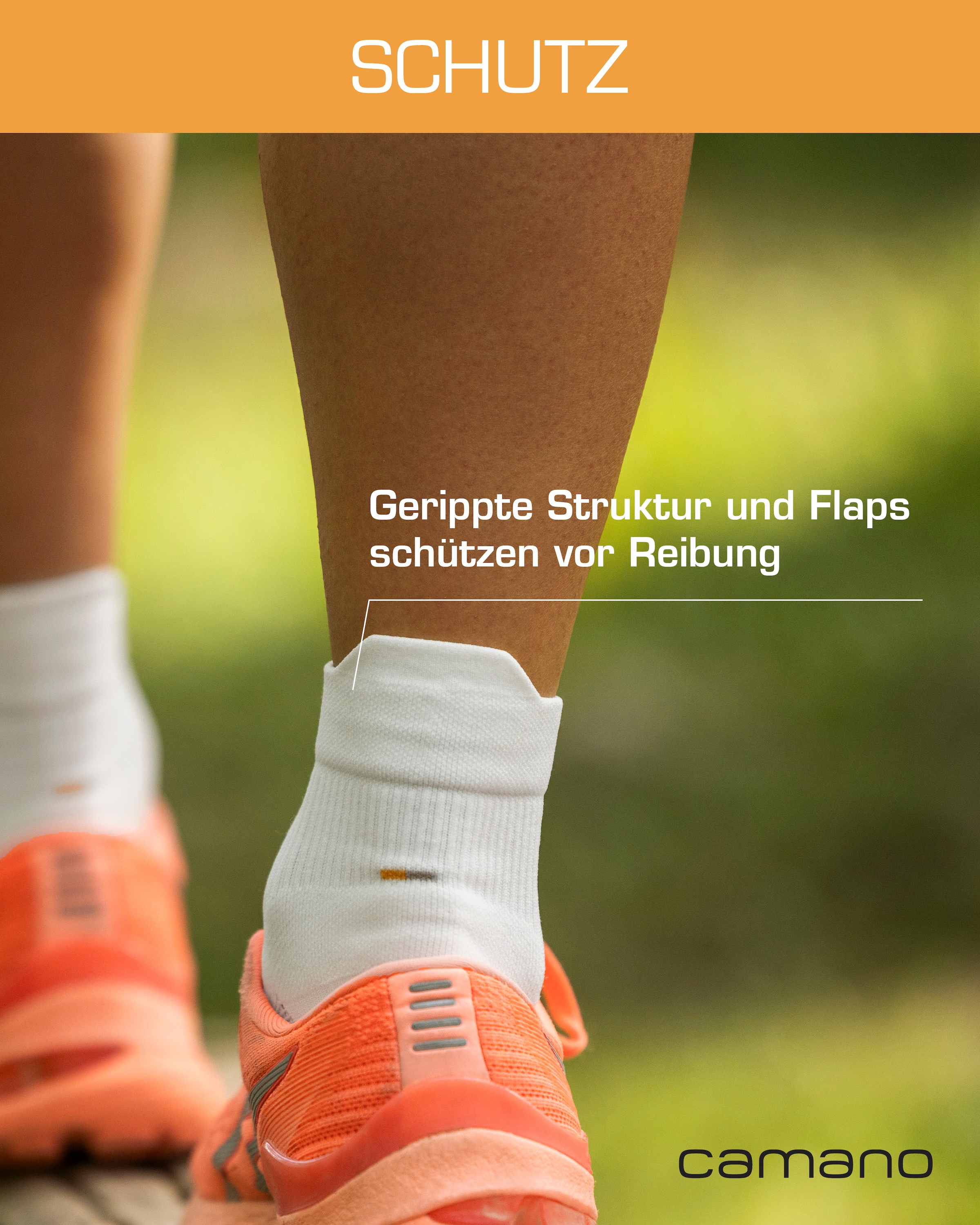 Camano Chaussettes courtes »function« 4 cuis tlg. mit verstärkter Ferse und Spitze, Fussgewölbe-Stütze, gepolsterte Sohle