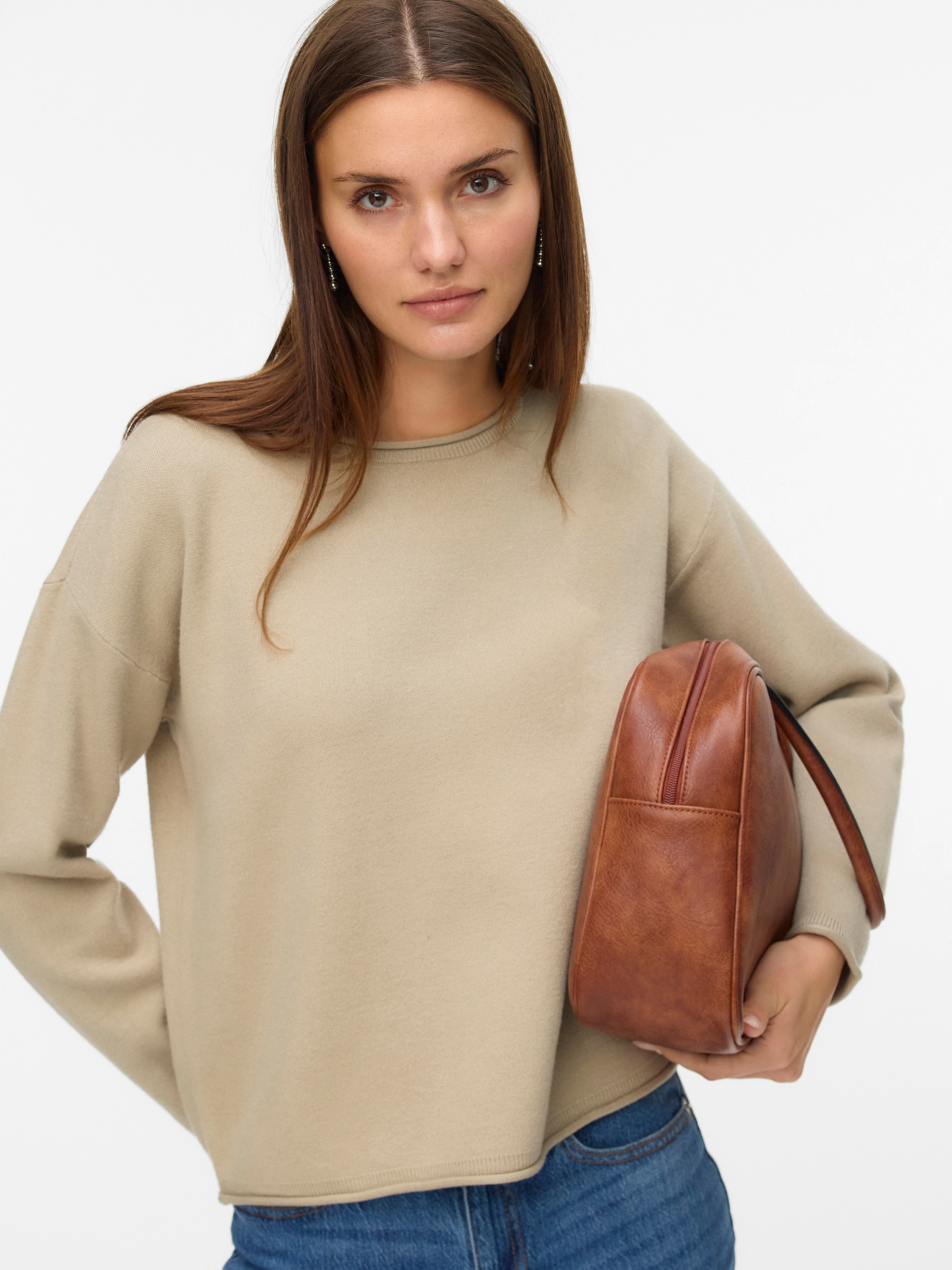 Image of Vero Moda Strickpullover "VMGOLD ROLL LS O-NECK PULLOVER GA"