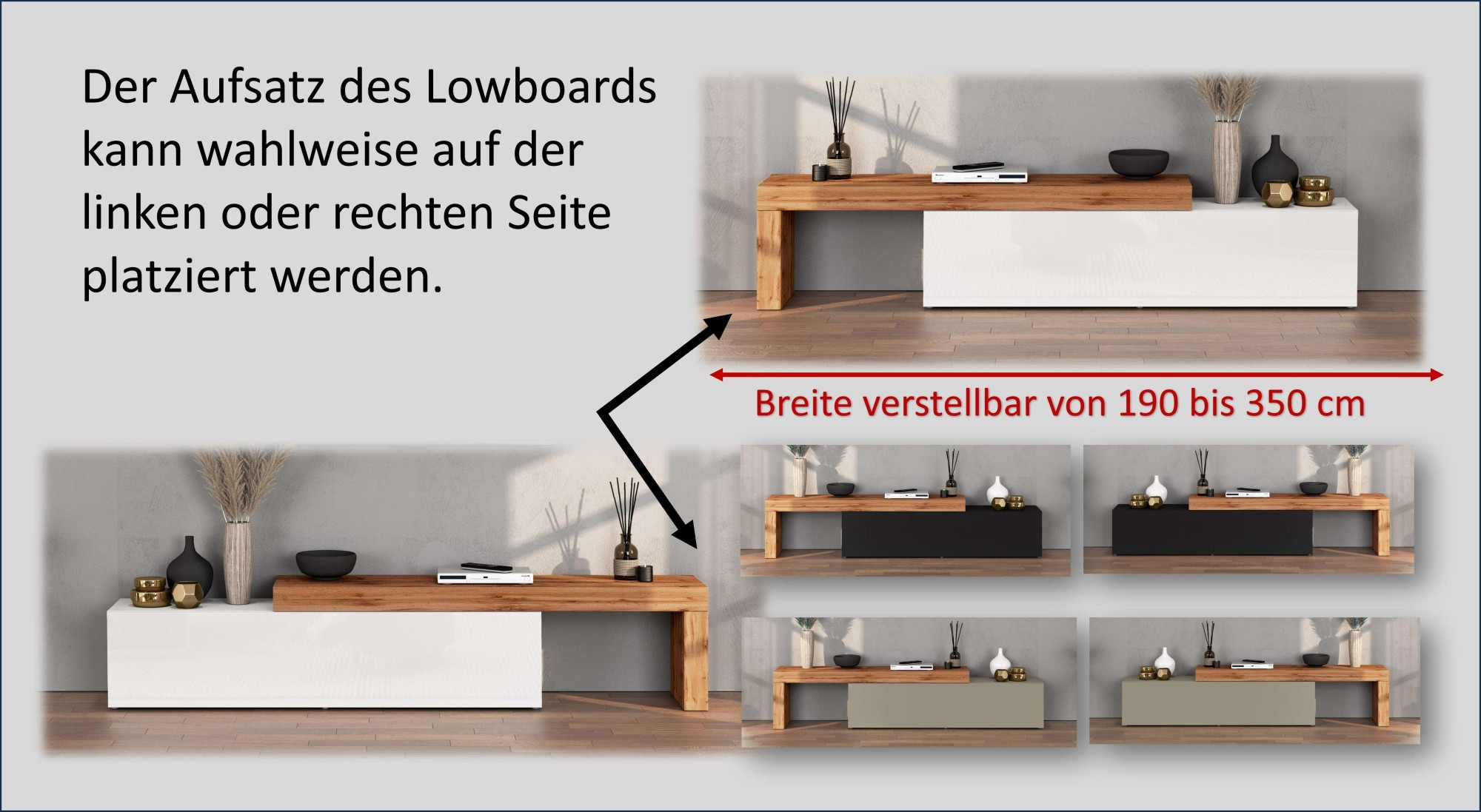 INOSIGN TV-Wand »Chronos TV-Set, Wohnwand – Elemente frei platzierbar, Made in Italy« Set, 3-er set, 3 Stk. tlg.