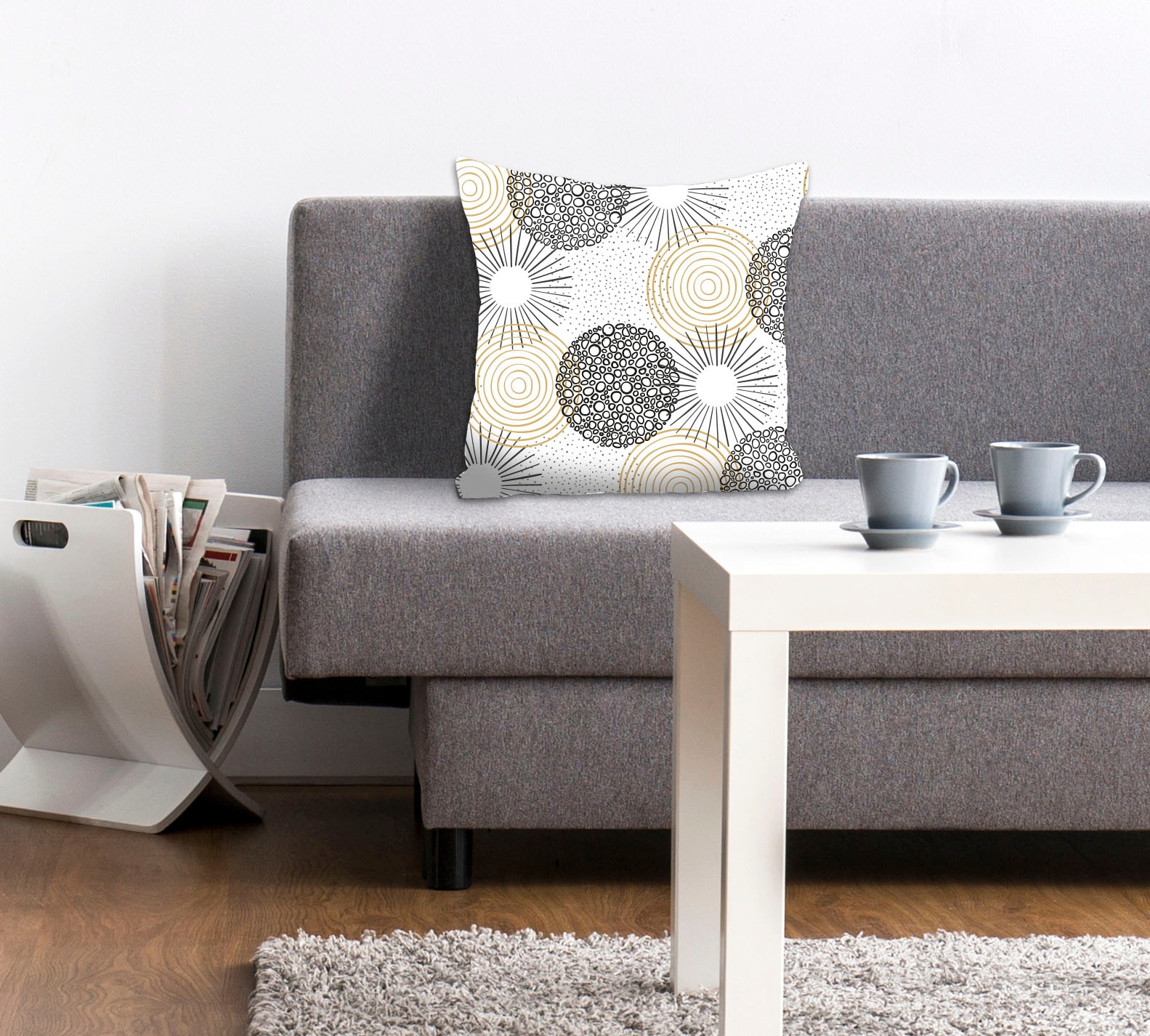 Image of queence Dekokissen "Katja" Kissenhülle,Formen,Muster,Weiss,Geometrisch,Minimalistisch,Modern