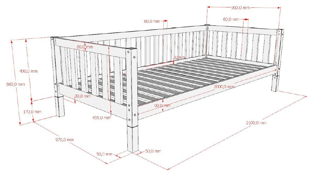 Vipack Lit d'enfant »Dallas, Massivholzbett, umbaubar vom Boden- zum Daybett« Incl. sommier à lattes roulantes et cadre à barreaux, largeur 90 ou 140x200 cm,  construction stable et solide, en pin massif naturel ou blanc au choix