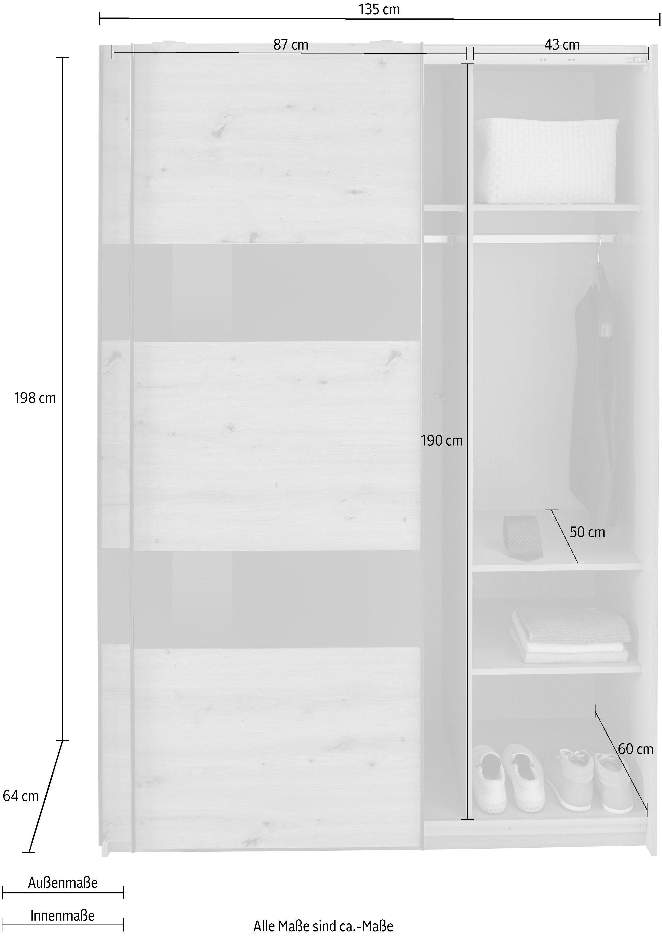 ♕ Wimex Schwebetürenschrank »Altona«, mit Glaselementen und zusätzlichen  Einlegeböden versandkostenfrei auf | Schwebetürenschränke