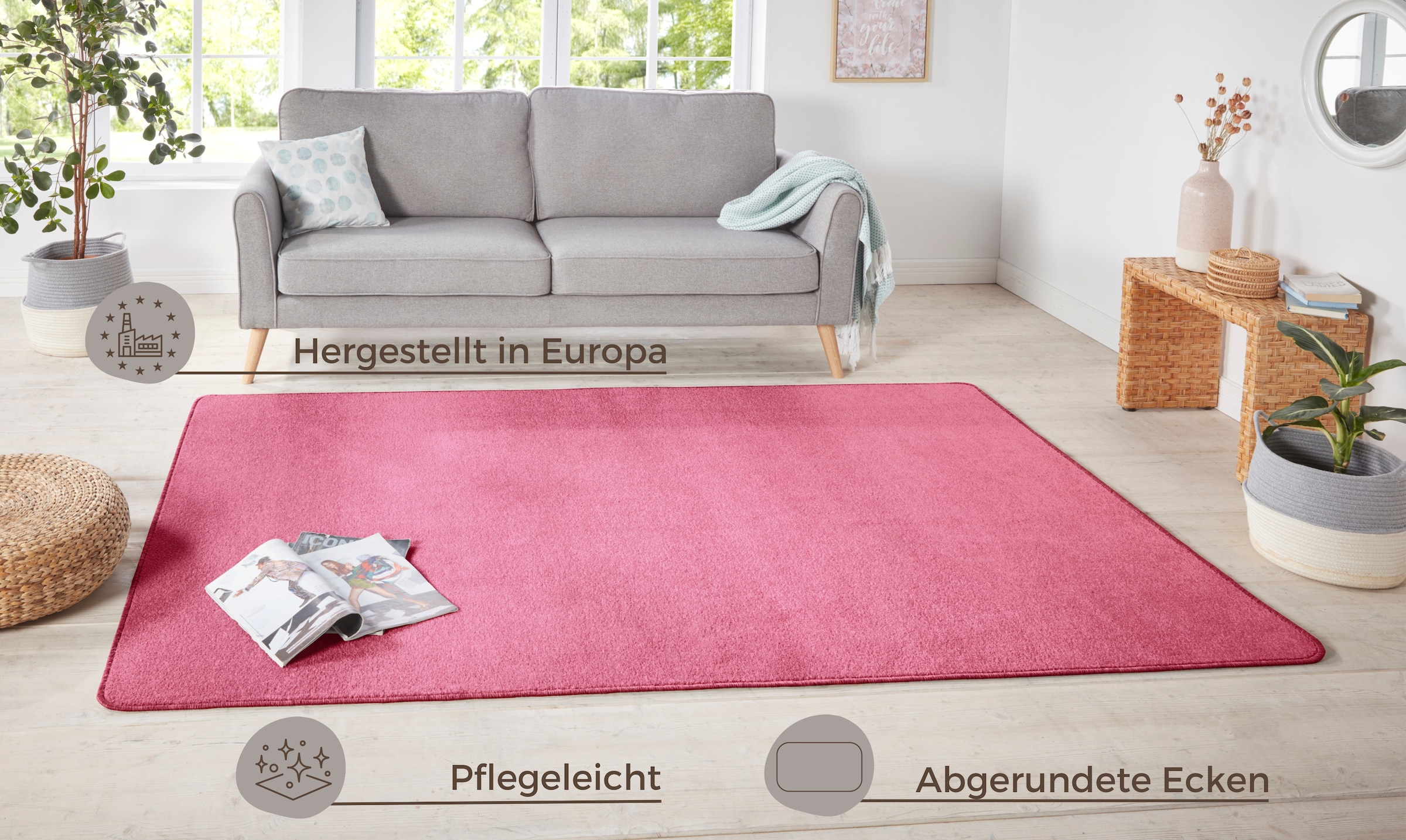 HANSE Home Teppich »Shashi«, rechteckig, Kurzflor, Unifarben, Teppich, Weich, Esszimmer, Kinderzimmer, Flur