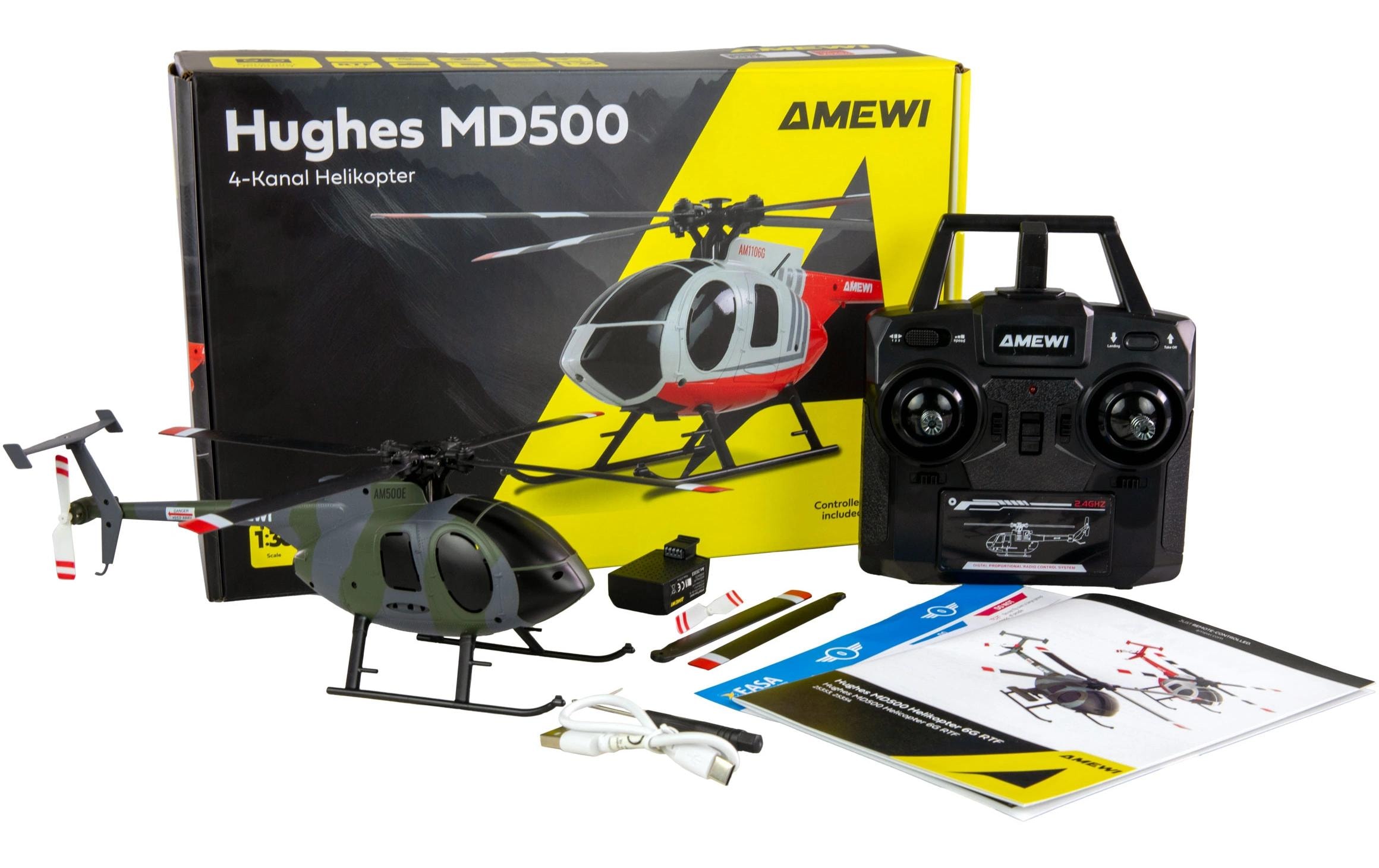 Amewi Hélicoptère RC »Helikopter Hughes MD500 Militär 4-Kanal 6G RTF«