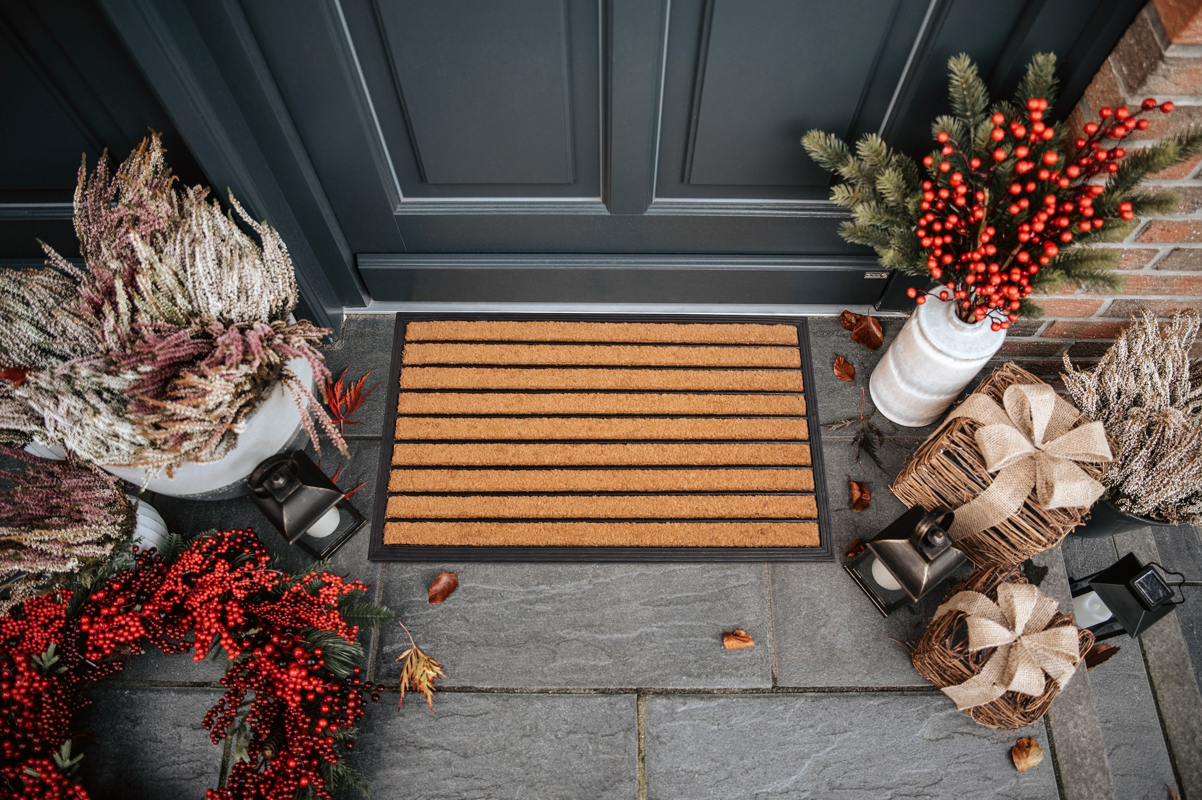 HANSE Home Fussmatte »Mix Mats Gummi Kokos Striped, Türmatte«, rechteckig, 20 mm Höhe, Strapazierfähig, pflegeleicht, robust, wetterfest, UV-beständig