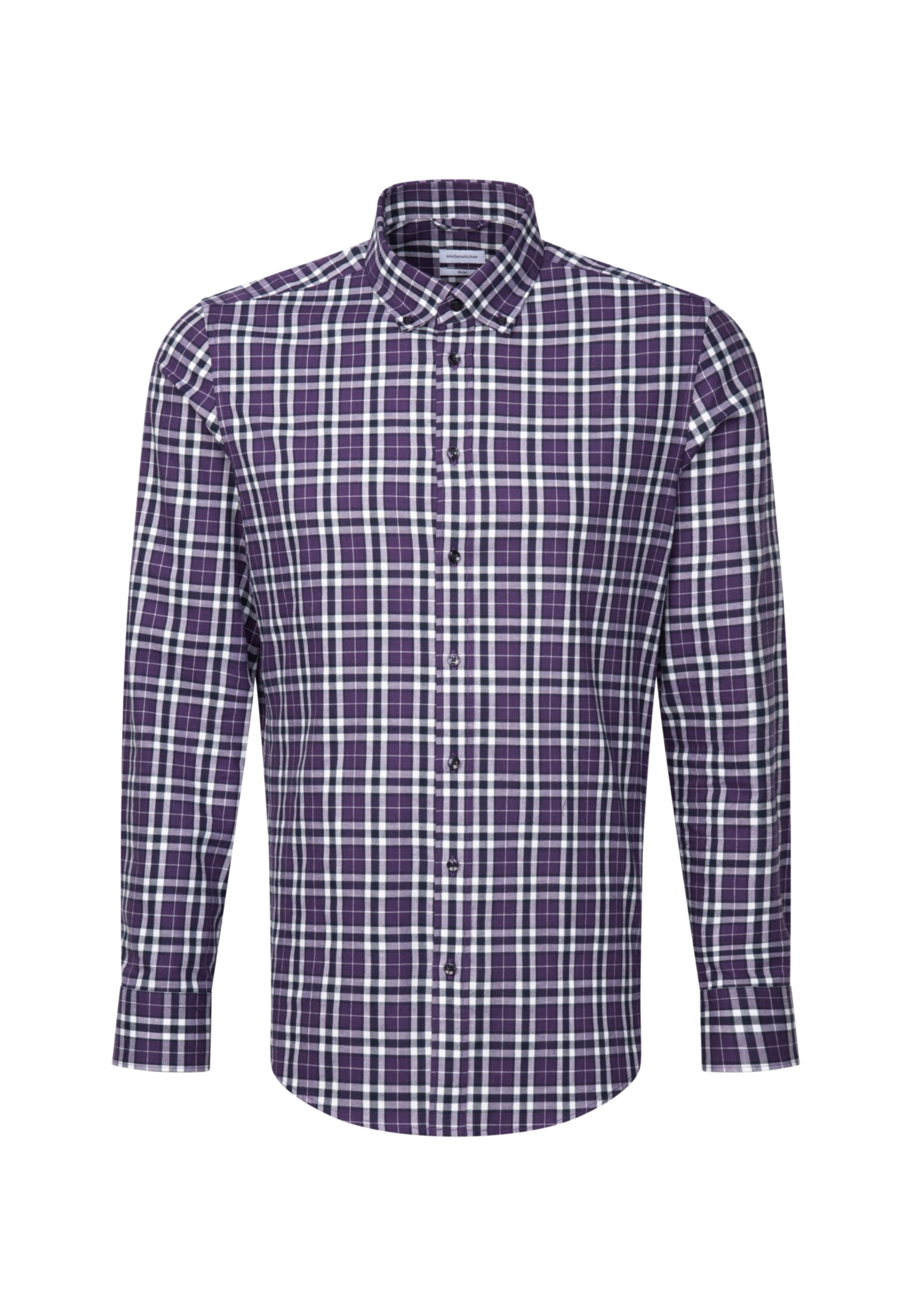 seidensticker Flanellhemd »Slim«, Slim Langarm Button-Down-Kragen Karo