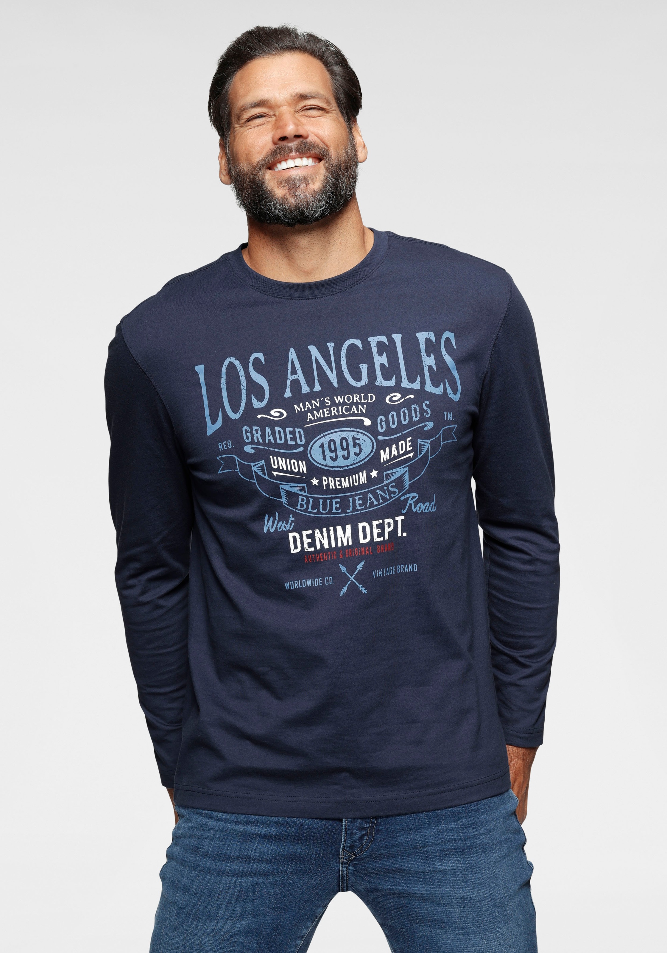 Image of Man's World Langarmshirt, Mit grossem Schriftprint bei Ackermann Versand Schweiz