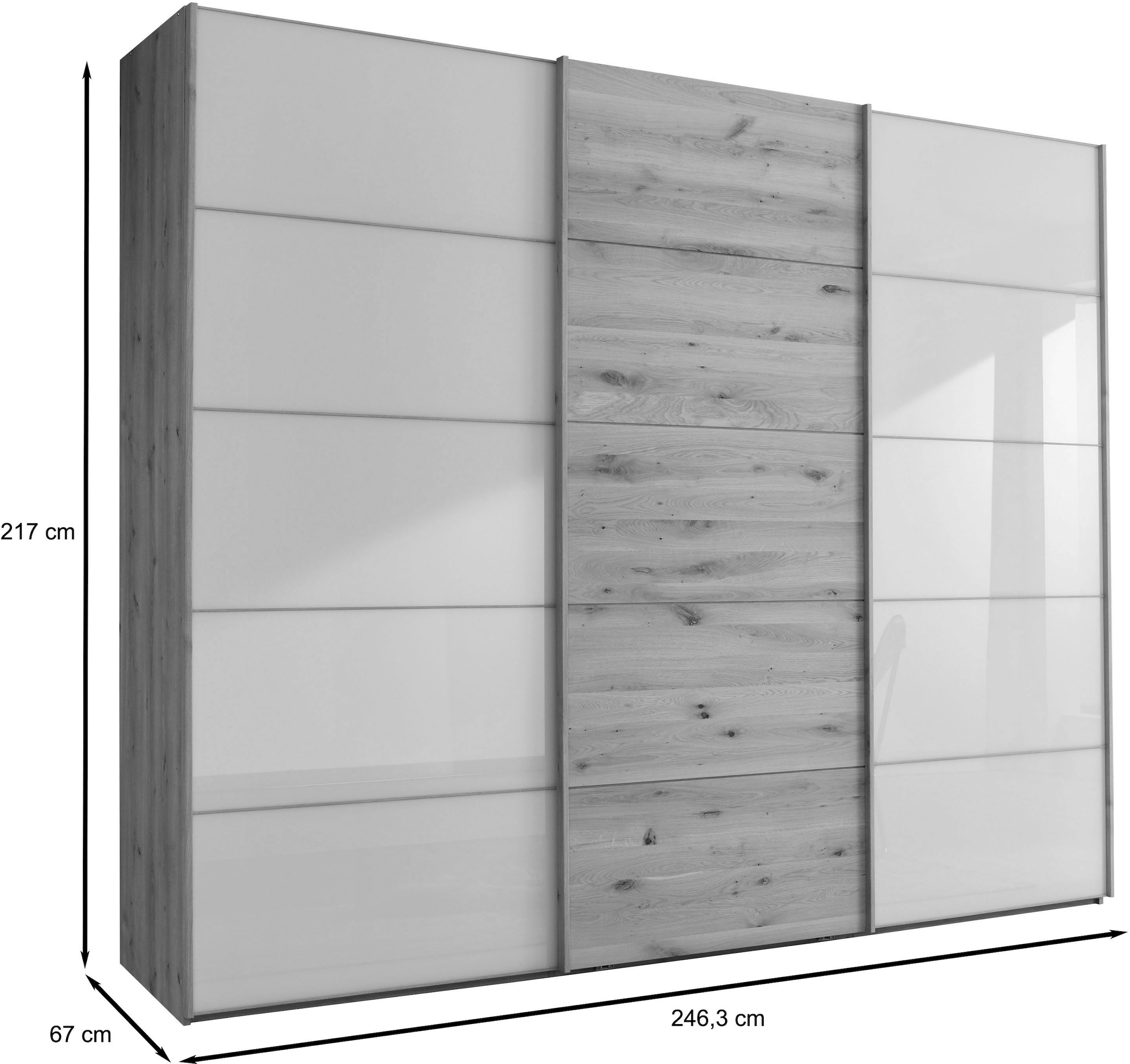 WIEMANN Schwebetürenschrank »Cardiff« mit massiven Holztüren und Spiegel