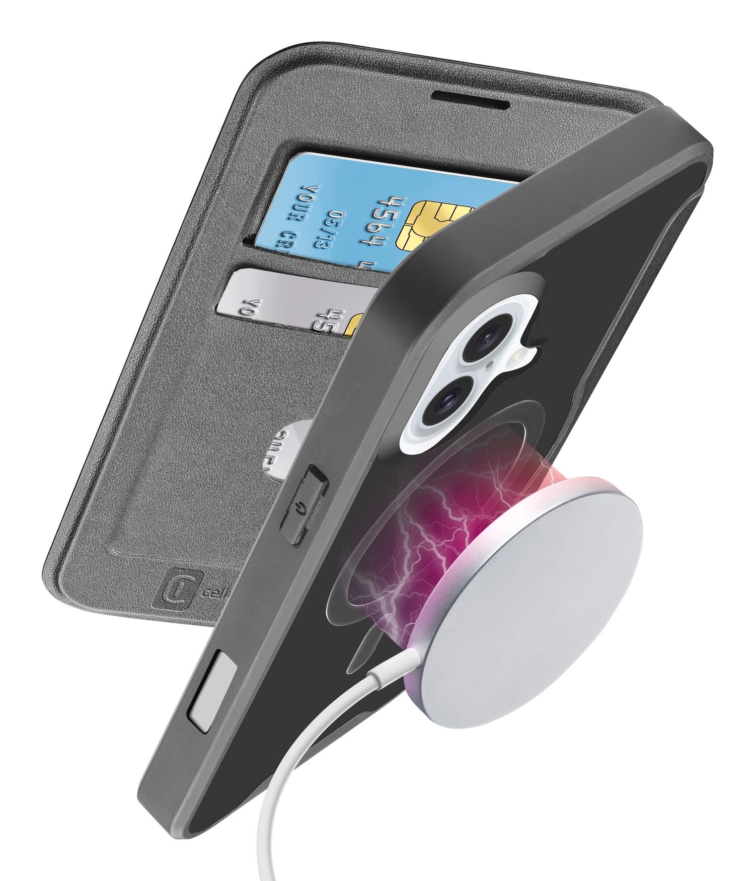 Cellularline Flip Case »Book Case Daily MAG für Apple iPhone 16«, Bookcover, Schutzhülle, Handyschutzhülle, Case, Schutzcase, stossfest