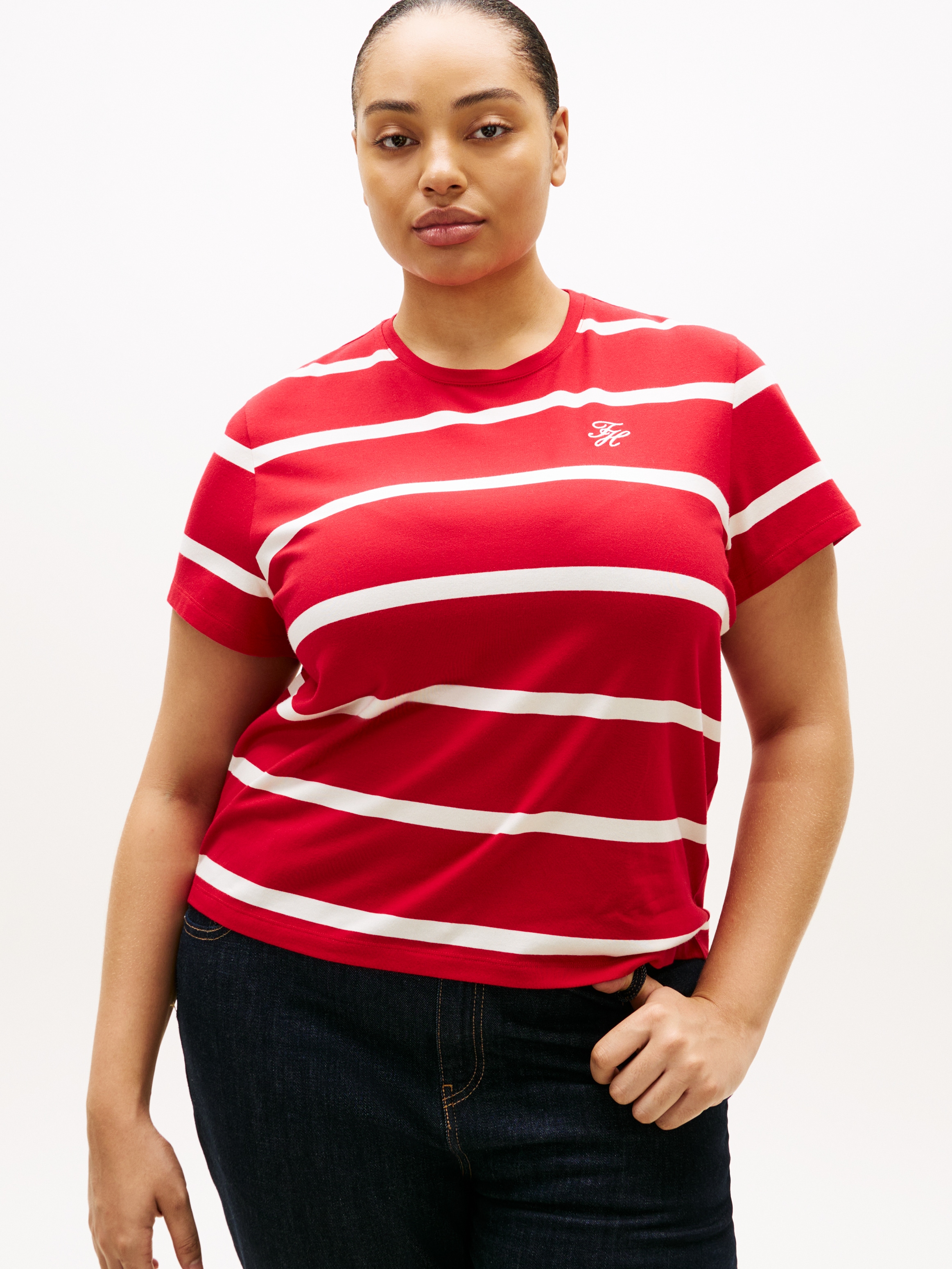 Tommy Hilfiger Curve T-shirt à manches courtes »CRV TH SCRIPT REG C-NK SS TEE« in grossen Grössen