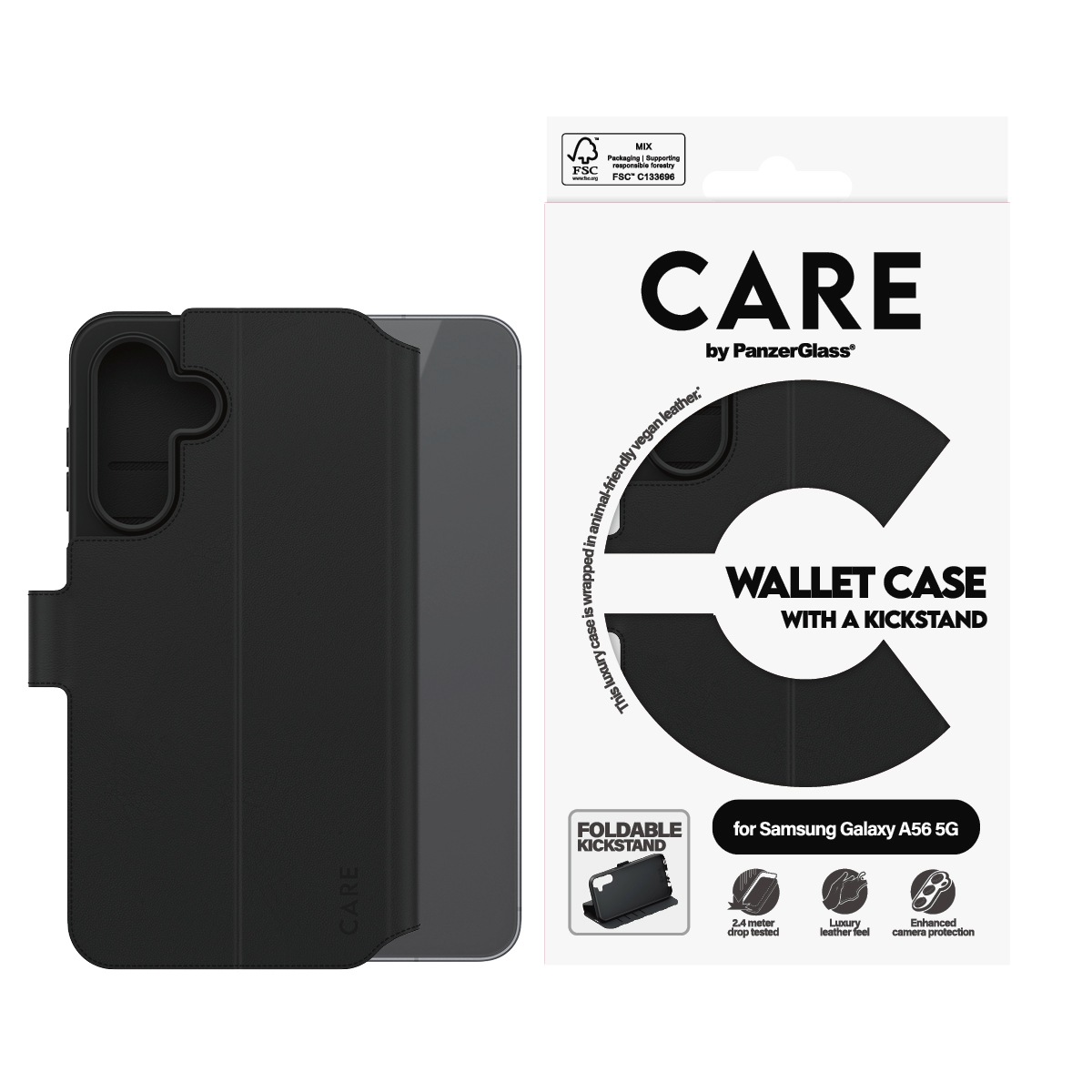 Image of CARE by PanzerGlass Handyhülle "Feature Wallet Case w. Kickstand Samsung Galaxy A56 5G" Samsung Galaxy A56 5G Backcover, Schutzhülle, Handyschutzhülle, Case, Schutzcase, stossfest