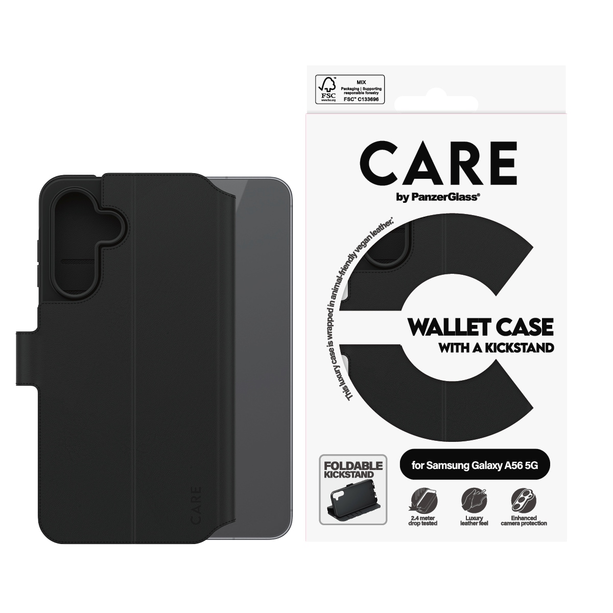 Image of CARE by PanzerGlass Handyhülle "Feature Wallet Case w. Kickstand Samsung Galaxy A56 5G" Smartphones Backcover, Schutzhülle, Handyschutzhülle, Case, Schutzcase, stossfest