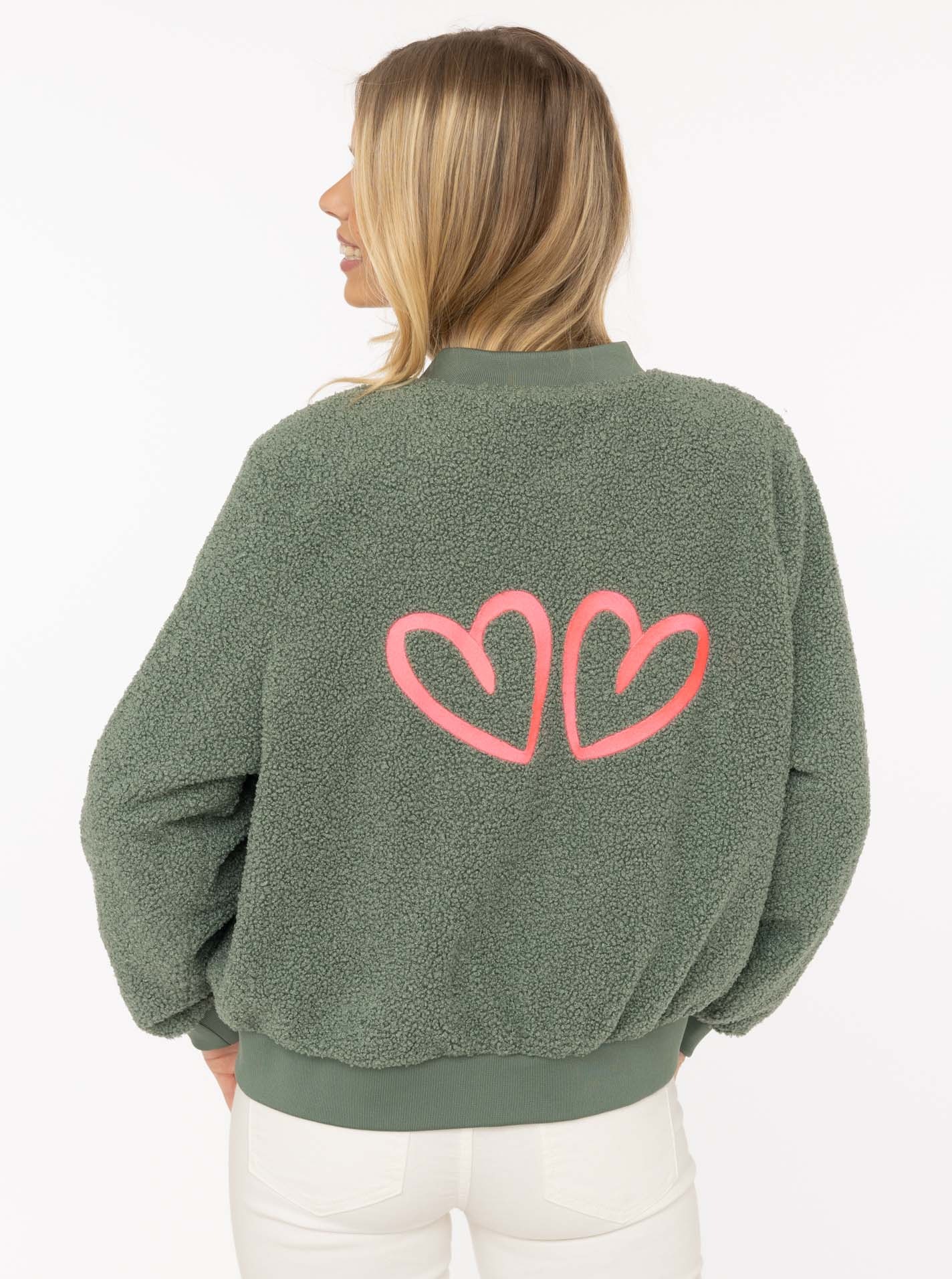 Zwillingsherz Veste bomber »"Good Vibes"« ohne Kapuze grosse Herzen auf dem Rücken