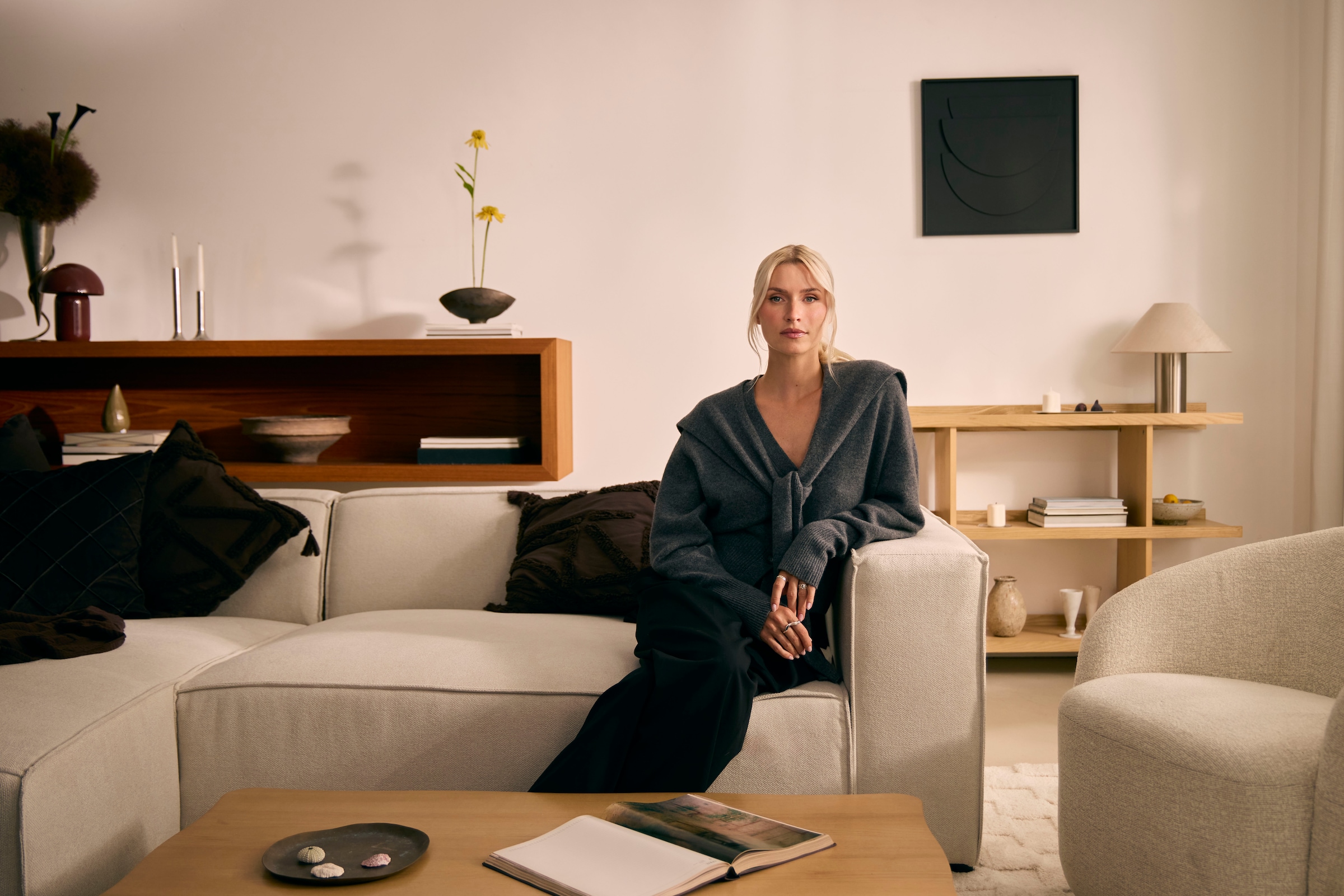 LeGer Home by Lena Gercke Ablageregal »Clavira« massives Eschenholz, stabil, luftige Optik, Breite 120 cm