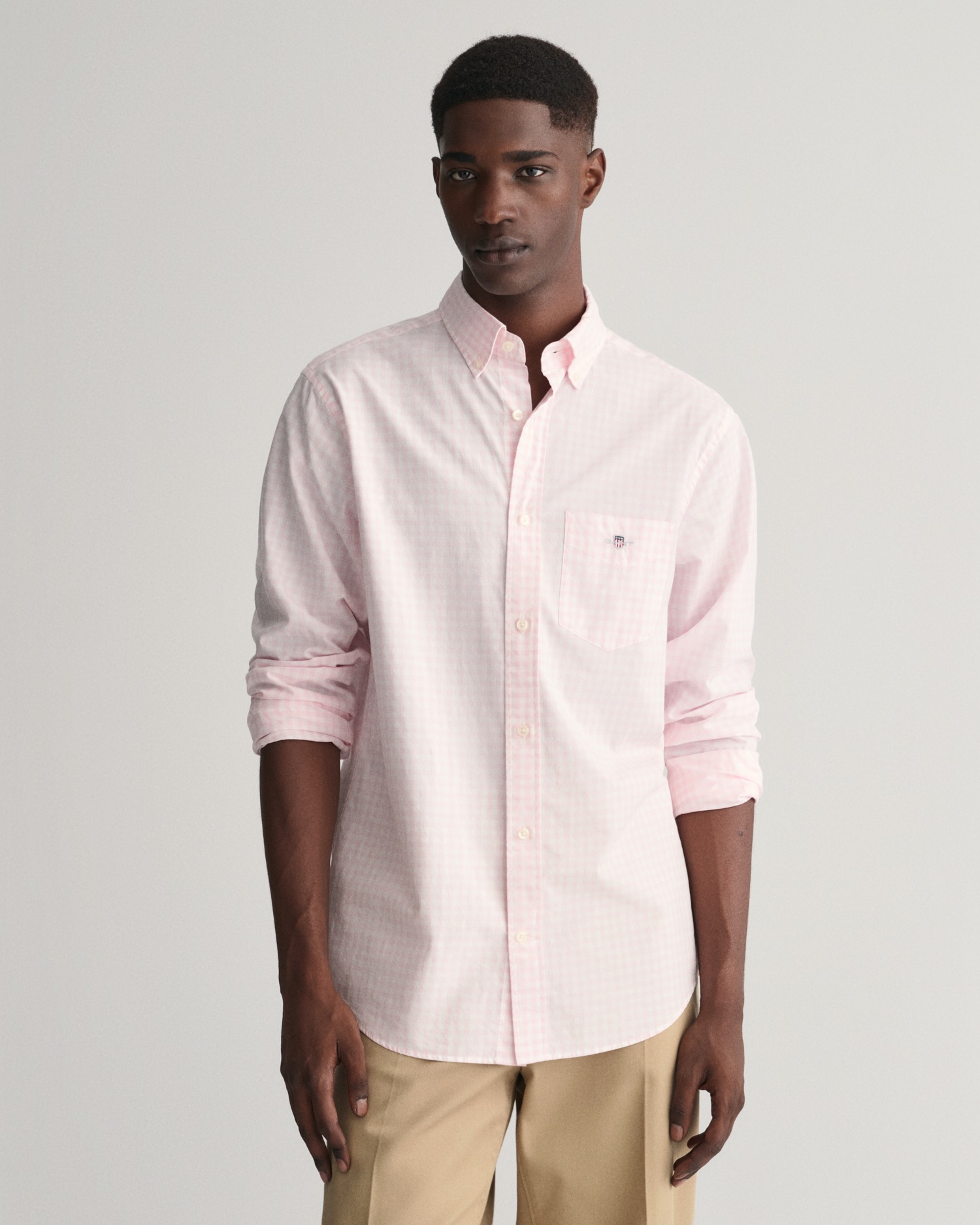 Gant Langarmhemd »REG POPLIN GINGHAM SHIRT«, mit Logostickerei auf der Brust