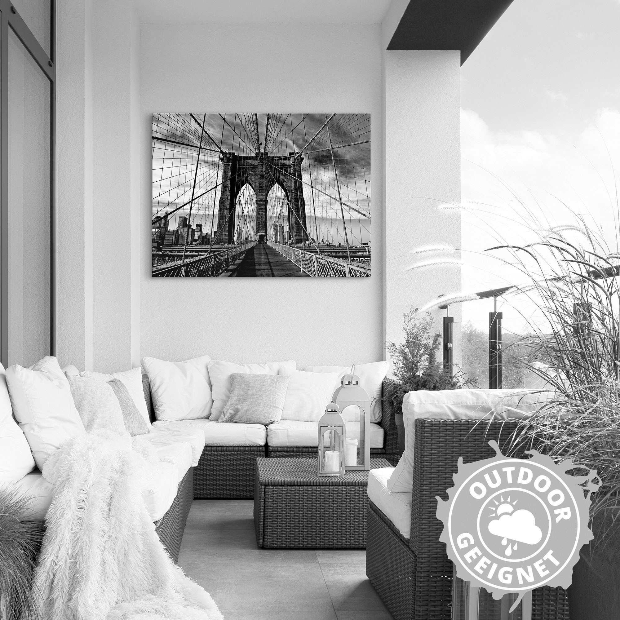 Artland Wandbild »Brooklyn Bridge - schwarz/weiss«, Brücken, (1 St.), als Alubild, Outdoorbild, Leinwandbild, Poster in verschied. Grössen