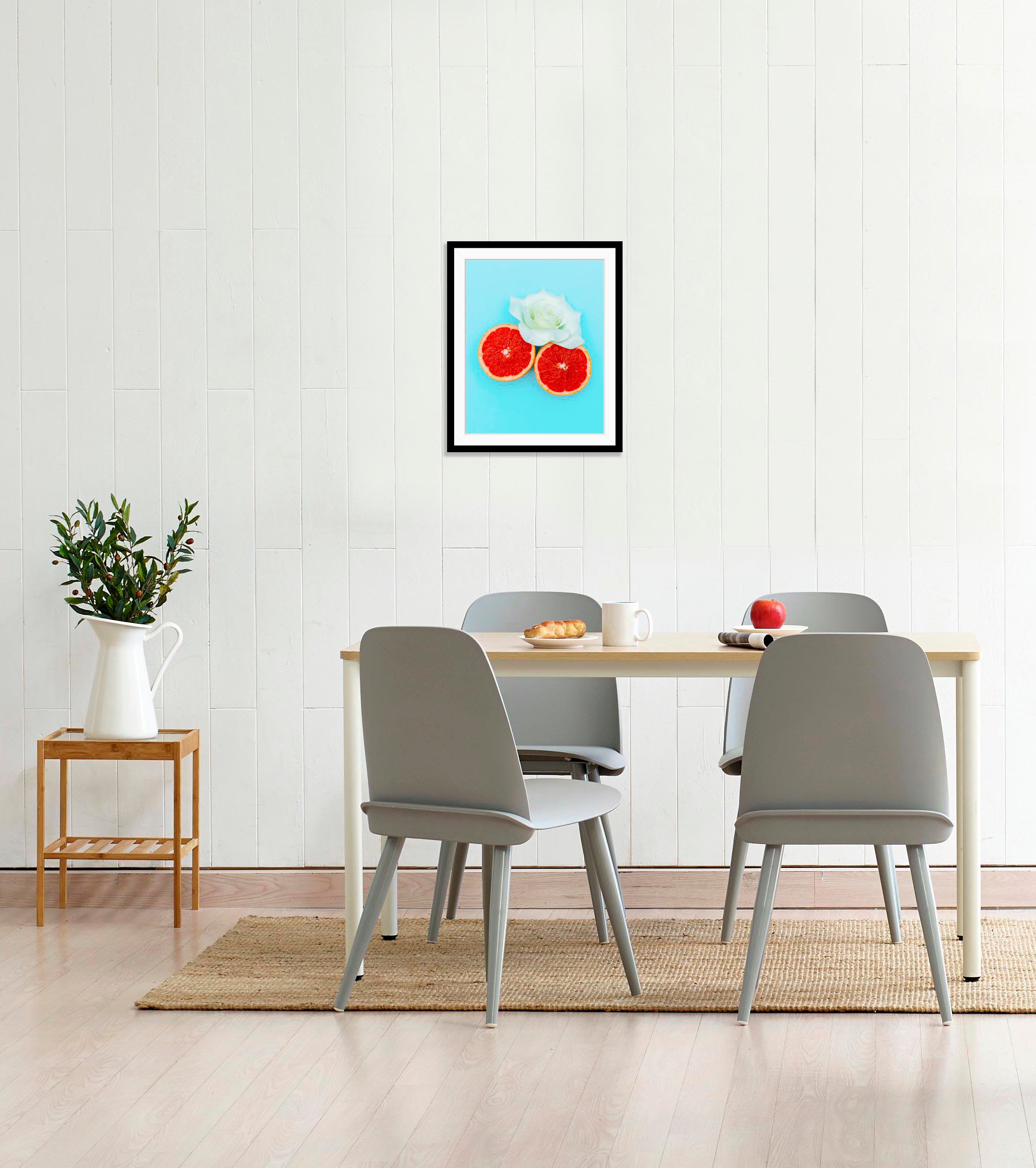 Image of queence Bild "Nicolas" Essen Figuren Kunst Lebensmittel Obst Obst Bilder 1 Stk. tlg. HD Premium Poster-Druck inkl. Holzrahmen