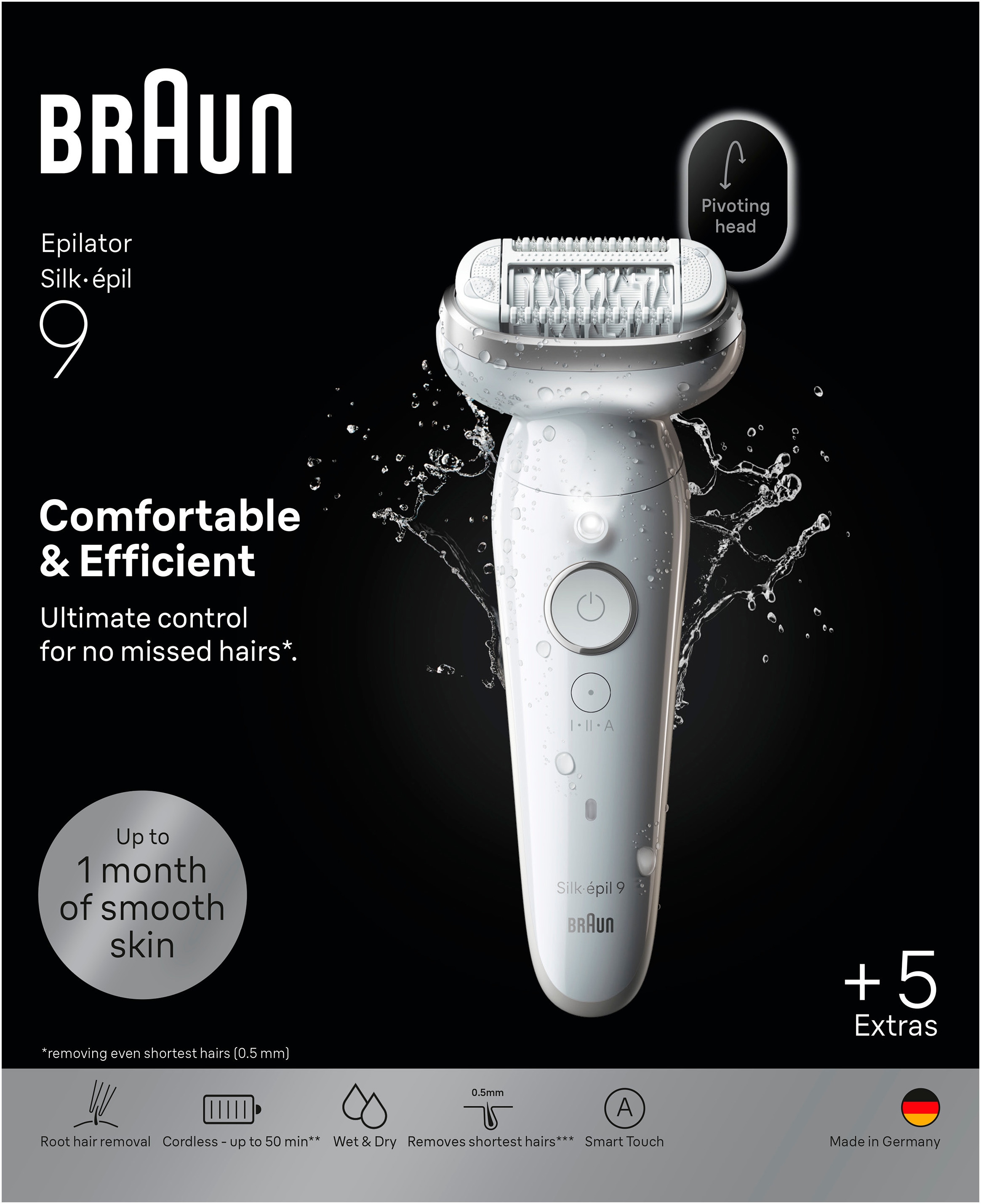 Braun Épilateur »Silk-épil 9  SES9-061« tête de rasage, tondeuse & exfoliant, Wet&Dry