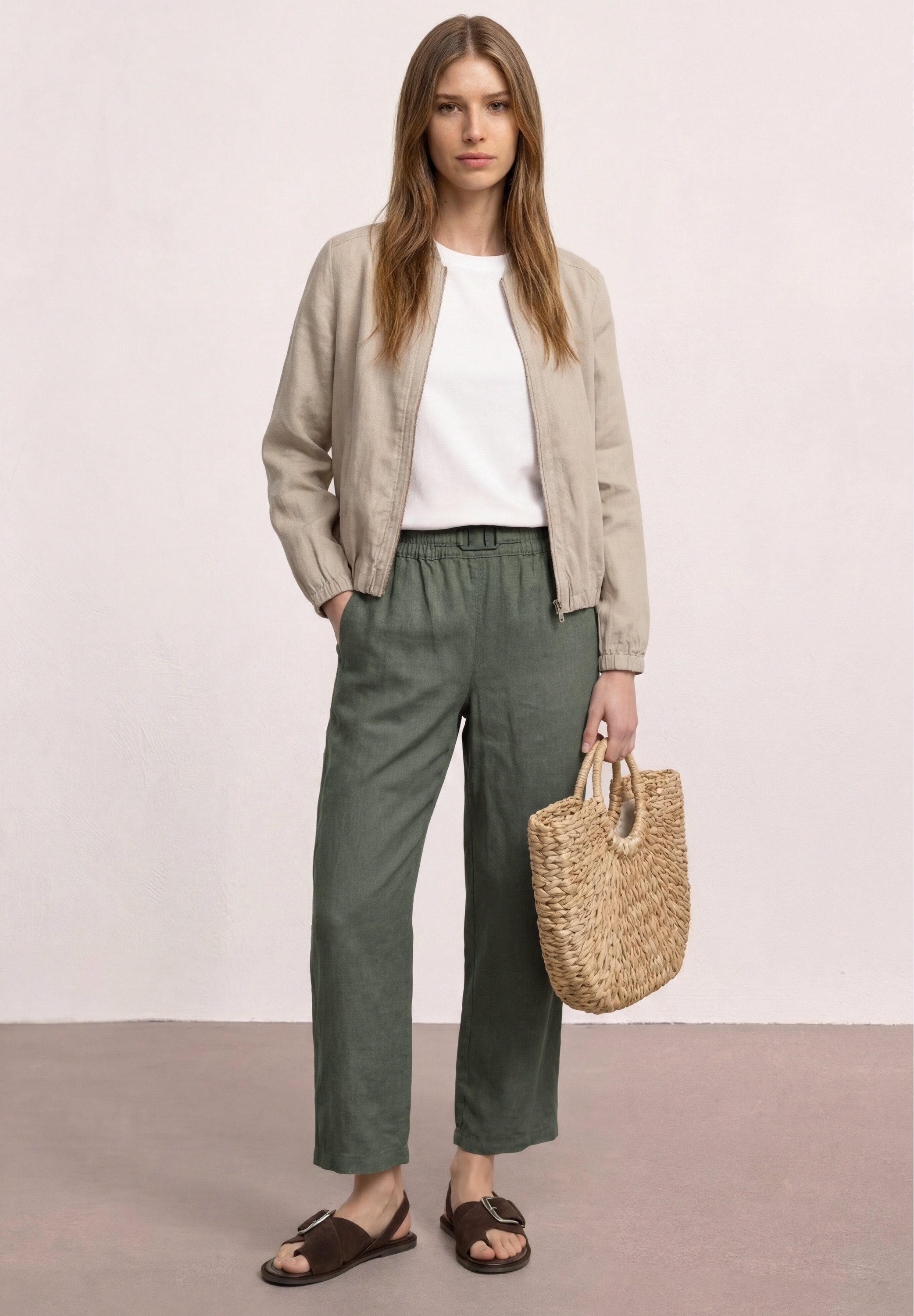 STREET ONE Stoffhose »Style Emee«  Leinenhose mit Schnallendetail