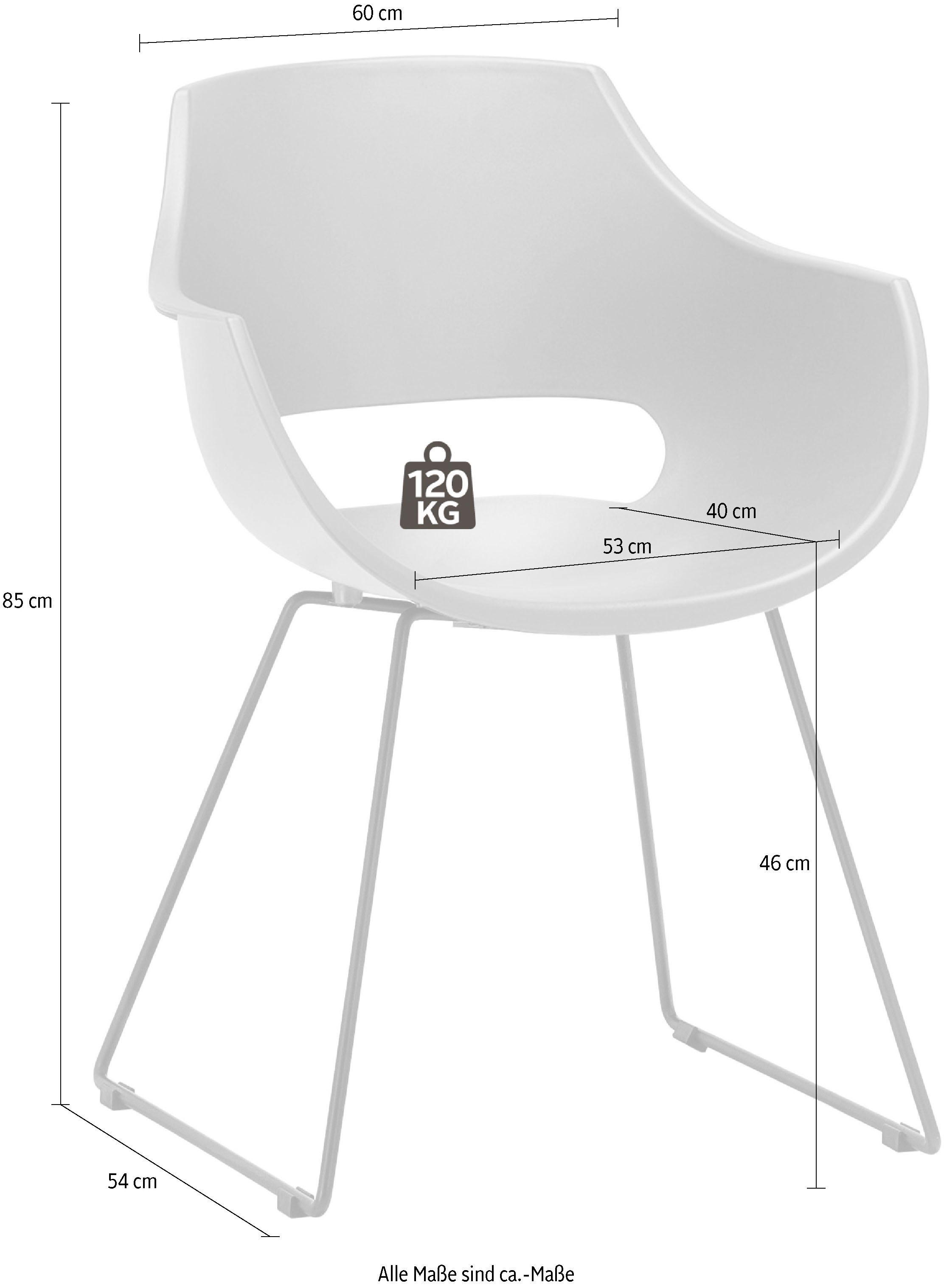 MCA furniture Chaise à coque »Rockville« (Ensemble) 4 cuis4er-Set, Kufe, Kunststoff, Belastbarkeit 120 kg, Sitzhöhe ca. 46 cm
