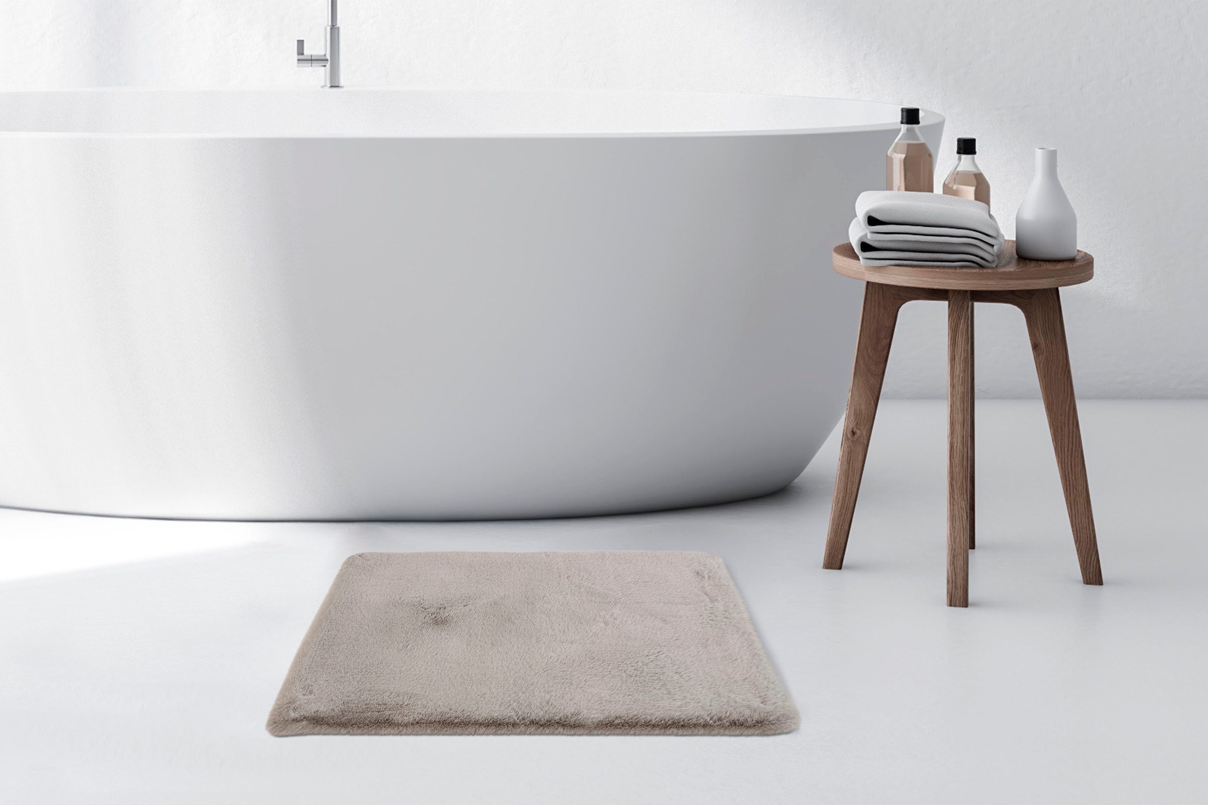 Kayoom Badematte »Rabbit«, rutschhemmend beschichtet, fussbodenheizungsgeeignet, weiche Kaninchenfell Haptik, Badezimmer, Kinderzimmer, Schlafzimmer