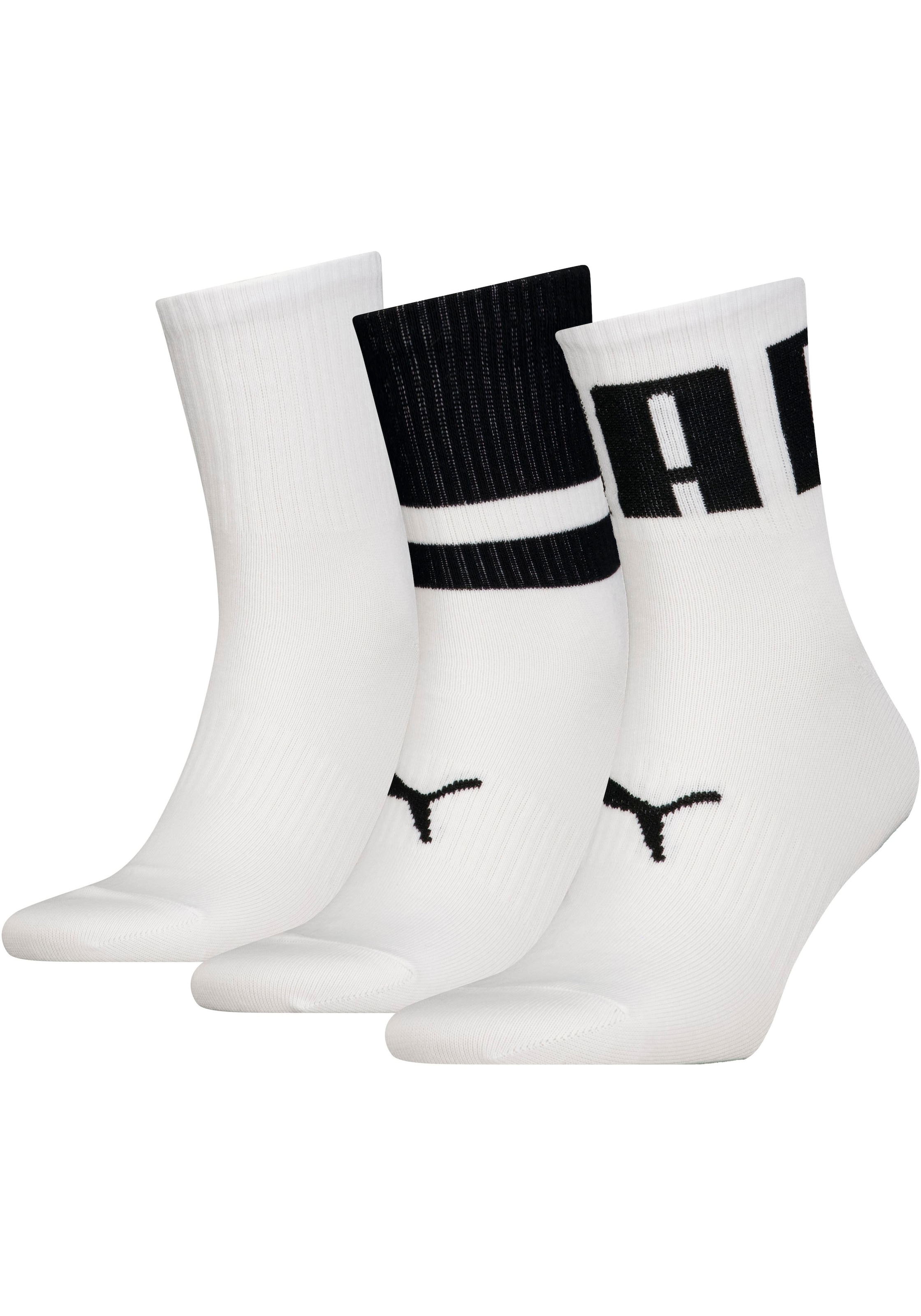 PUMA Socken »Unisex PUMA UNISEX BIG LOGO SHORT CREW«, (Packung, 3 Paar, 3er-Pack), Short-Socks