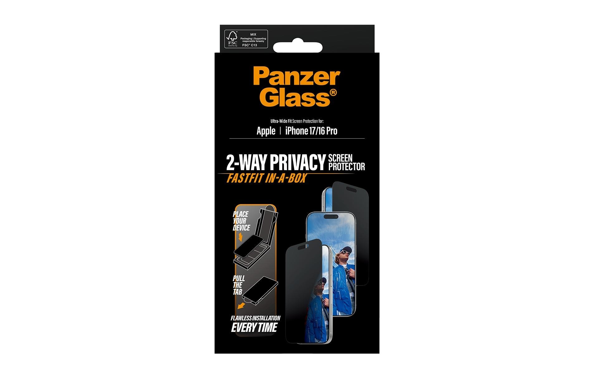PanzerGlass Displayschutzfolie »Ultra Wide Fit Privacy Fastfit iPhone 17« für iPhone 17