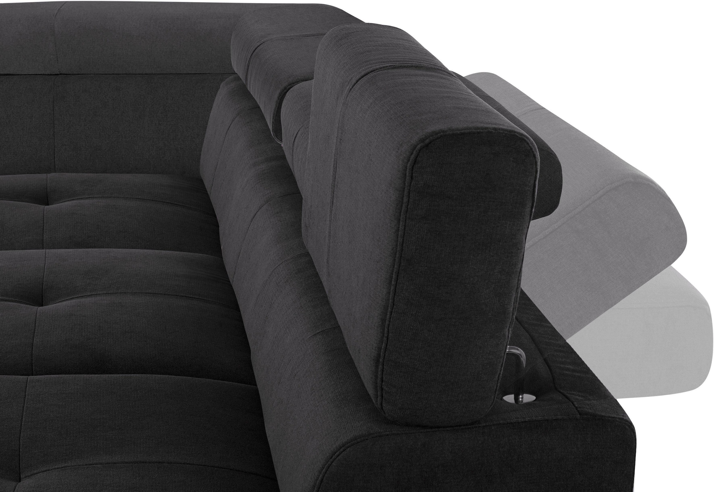 COTTA Canapé d'angle »Enterprise L-Form« avec réglage des accoudoirs et de la tête, option fonction lit