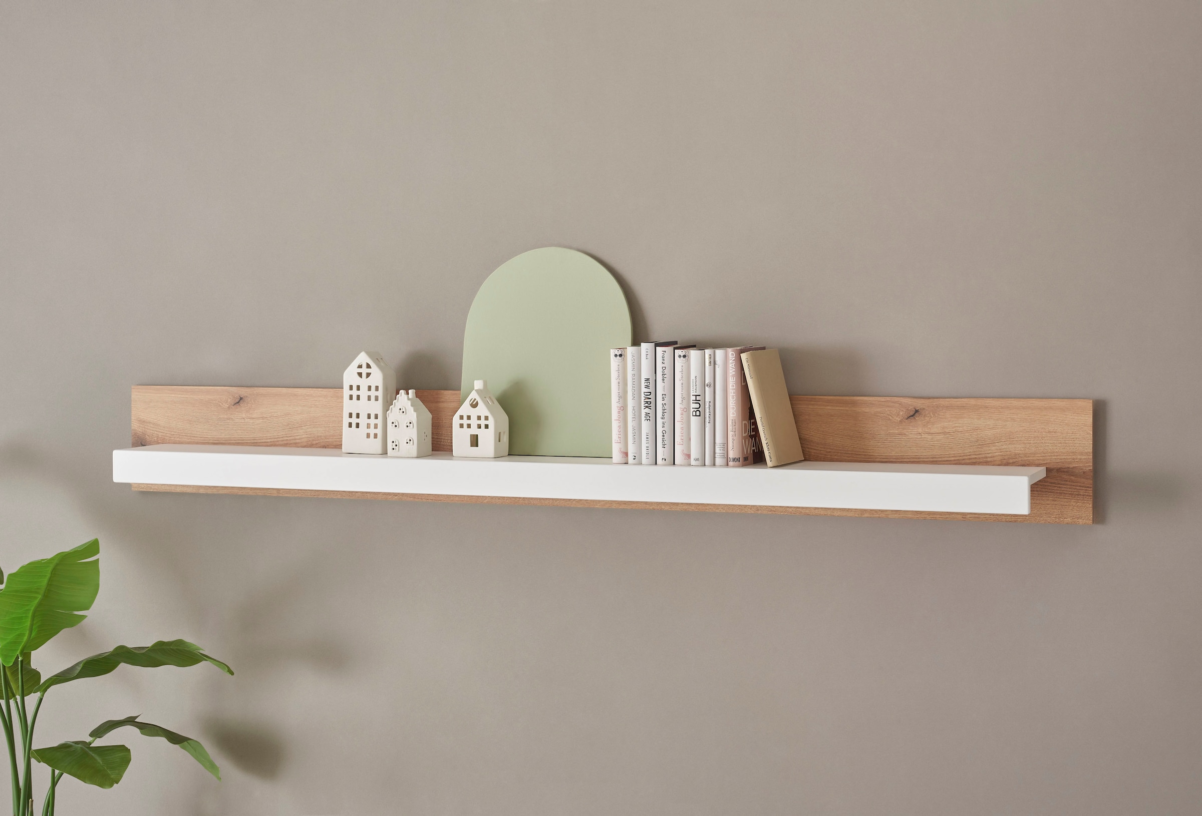 INOSIGN Wohnwand »Brixen, moderne Anbauwand, Wohnzimmer-Set, Eiche Evoke Dekor mit Weiss«, (Set, 2 St.), enthält Lowboard und Wandboard