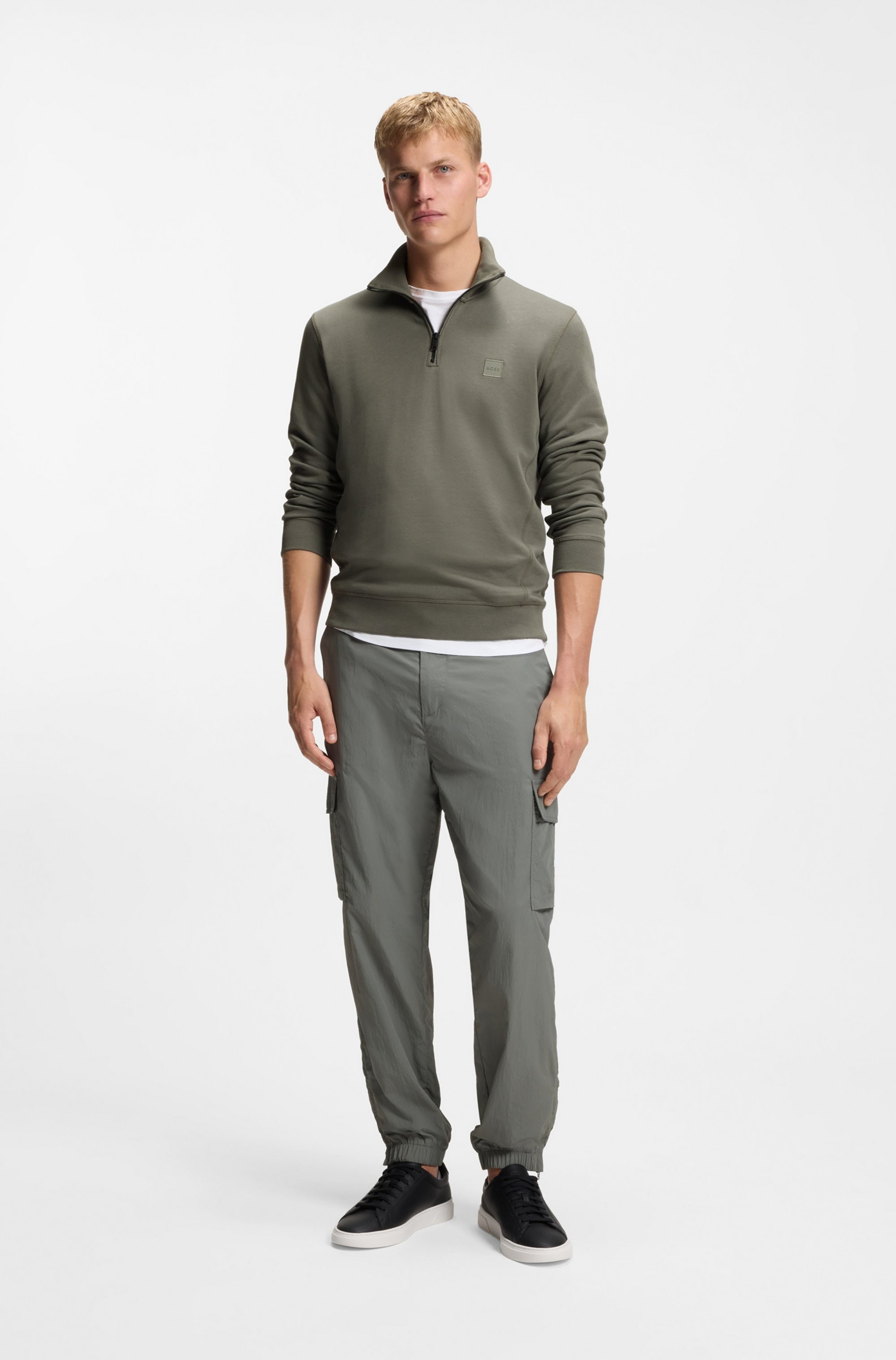 BOSS ORANGE Sweatshirt »Zetrust«, 1 tlg. Troyerkragen mit Reissverschluss, Regular Fit, BOSS-Label
