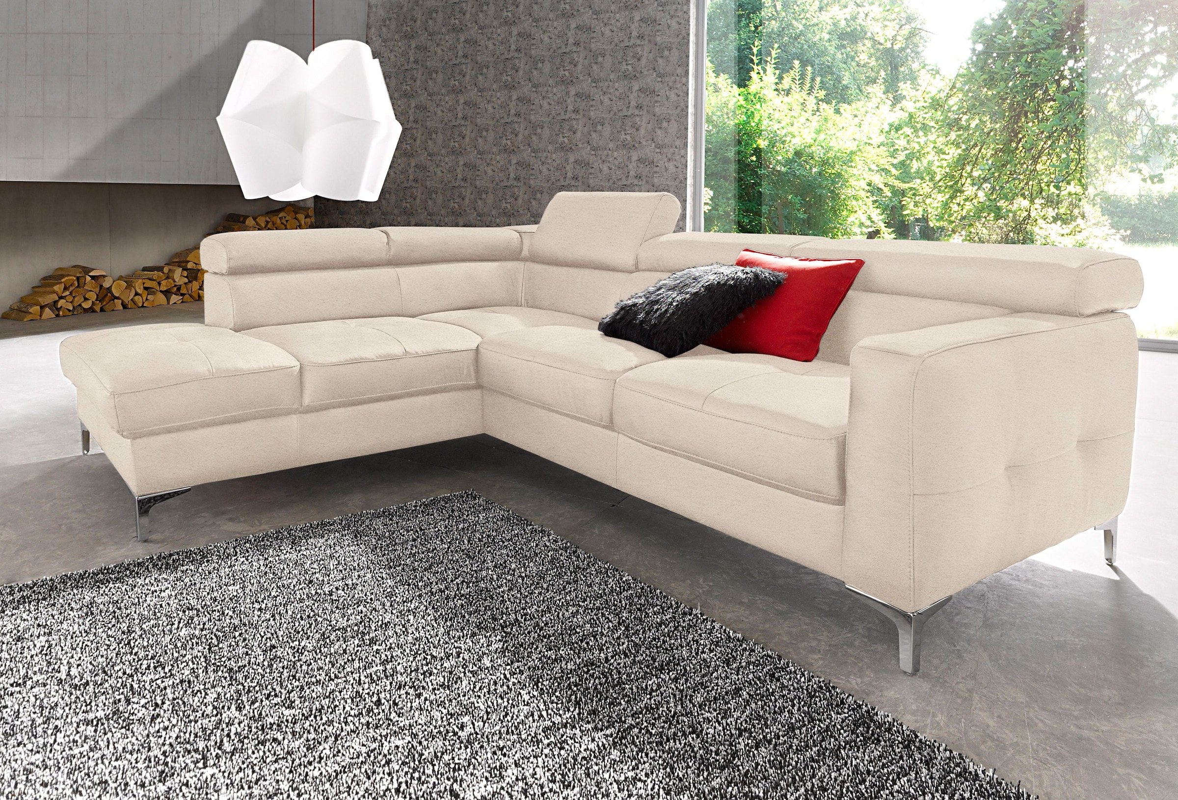 COTTA Ecksofa "Sammy L-Form" mit Kopfteilverstellung, wahlweise mit Schlaffunktion & Bettkasten