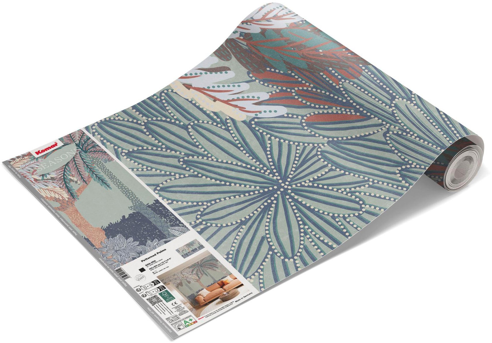 Komar Fototapete »Vlies Fototapete - Patterned Palms - Grösse 400 x 250 cm« Motiv | bedruckt glatt