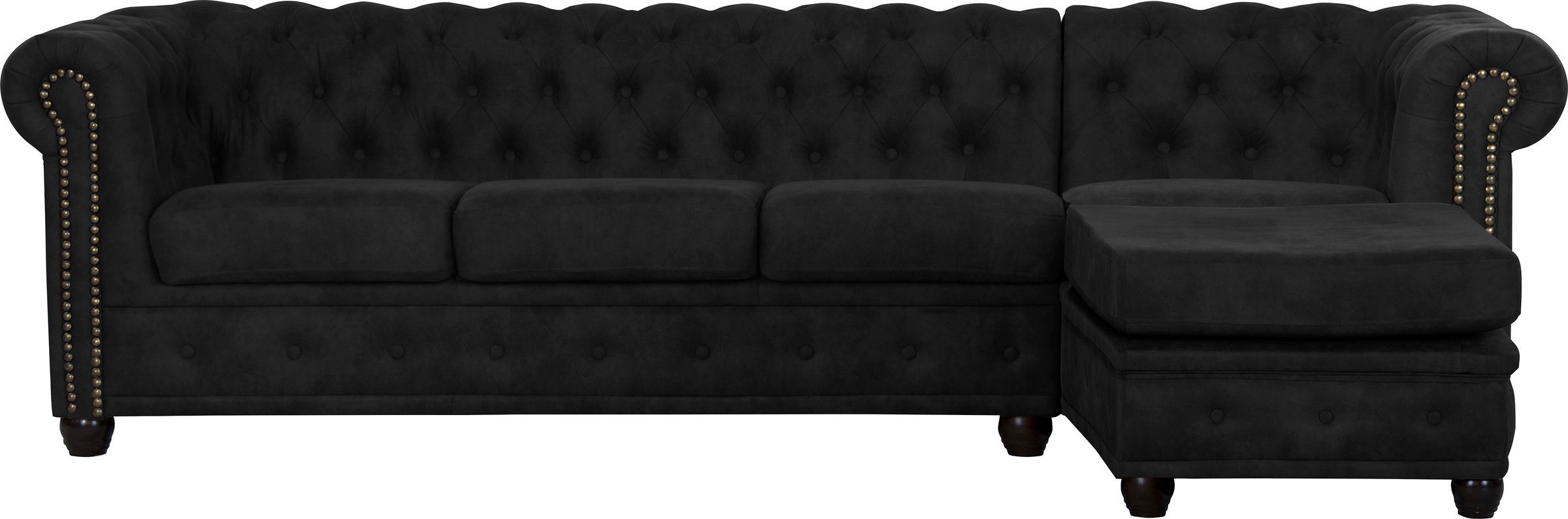 Home affaire Canapé Chesterfield »Rysum L-Form« Chesterfield-Optik mit Ottomanen-Abschluss