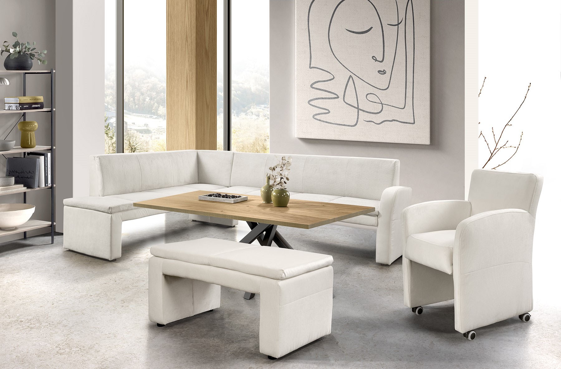 exxpo - sofa fashion Banc d'angle »Cortado, elegant und modern mit hohem Sitzkomfort« grande garde au sol, belle finition des détails
